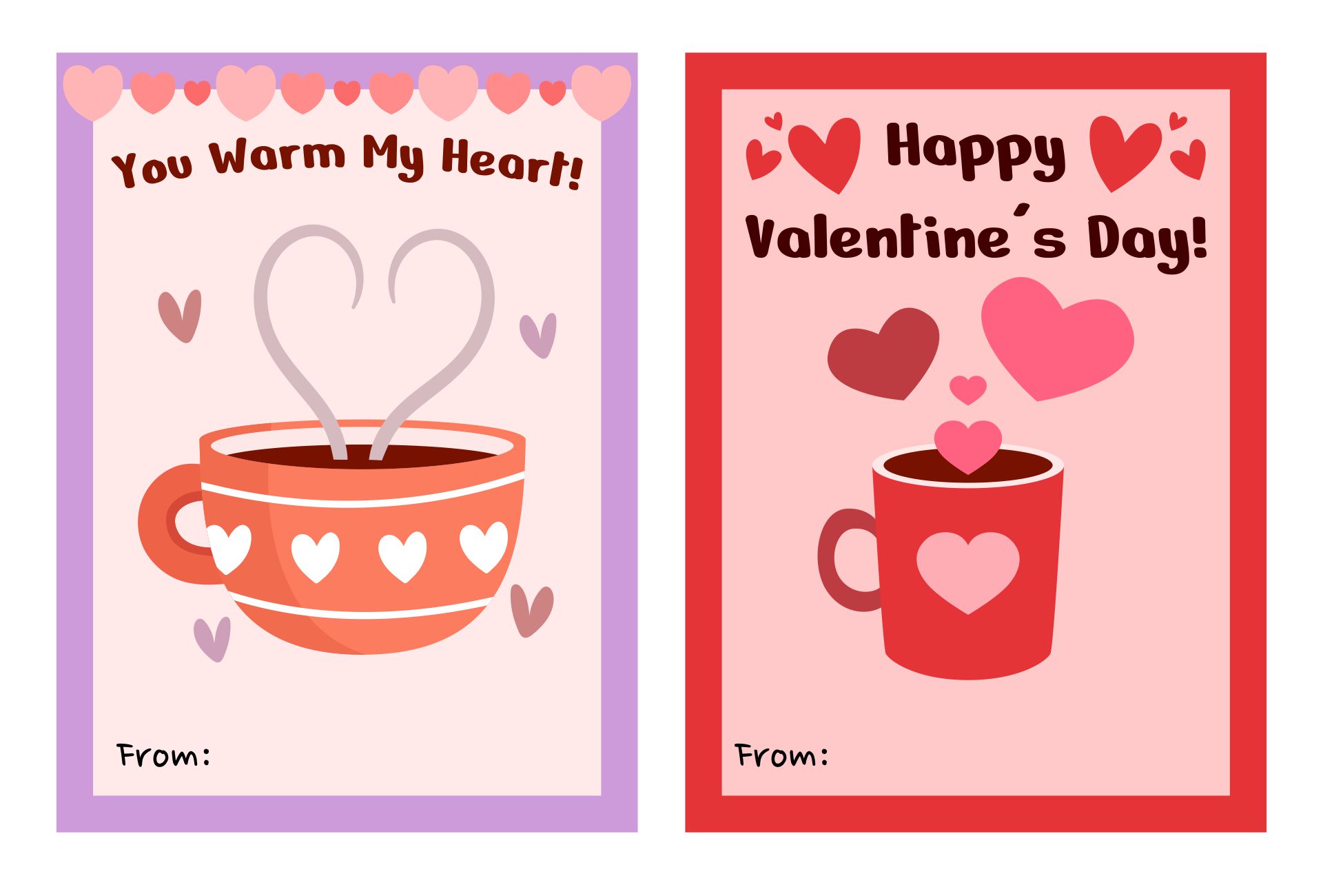 Printable Hot Chocolate Valentine Card For Family