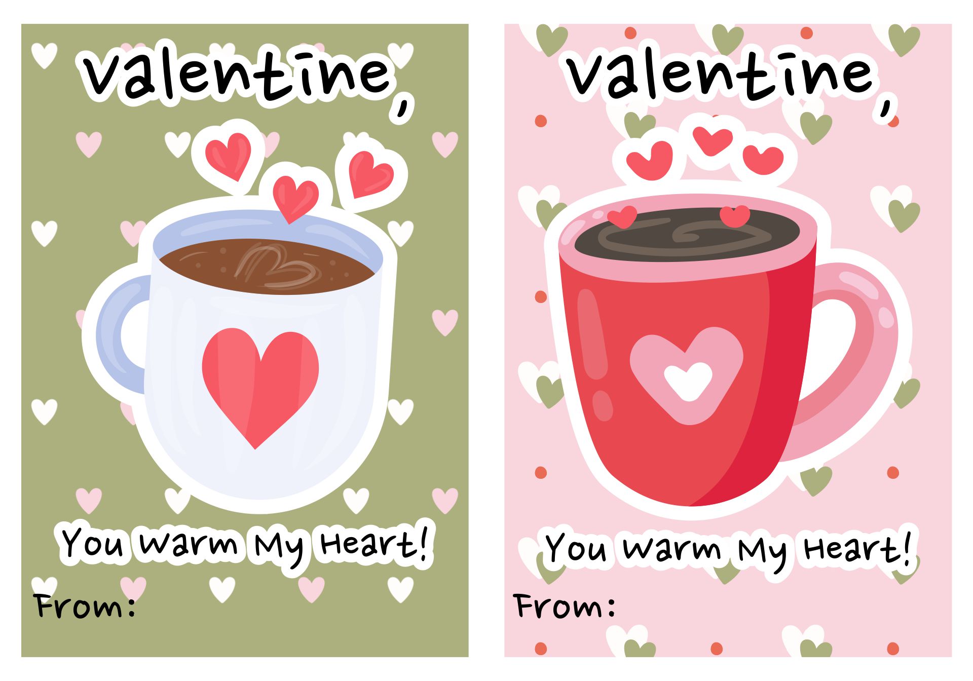 Printable Hot Chocolate Valentine Card For Family