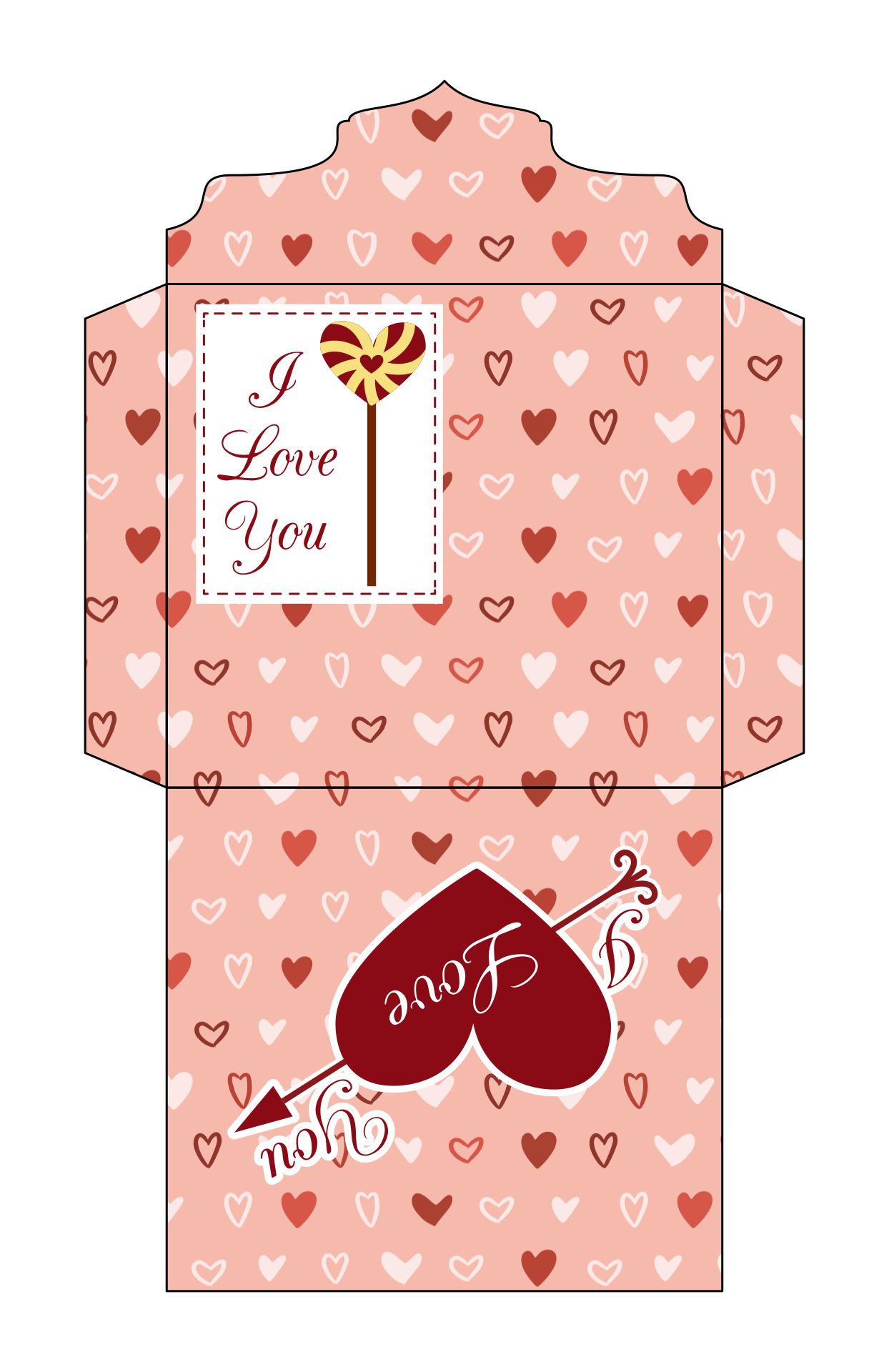 Printable Romantic Envelope Template For Family Valentine