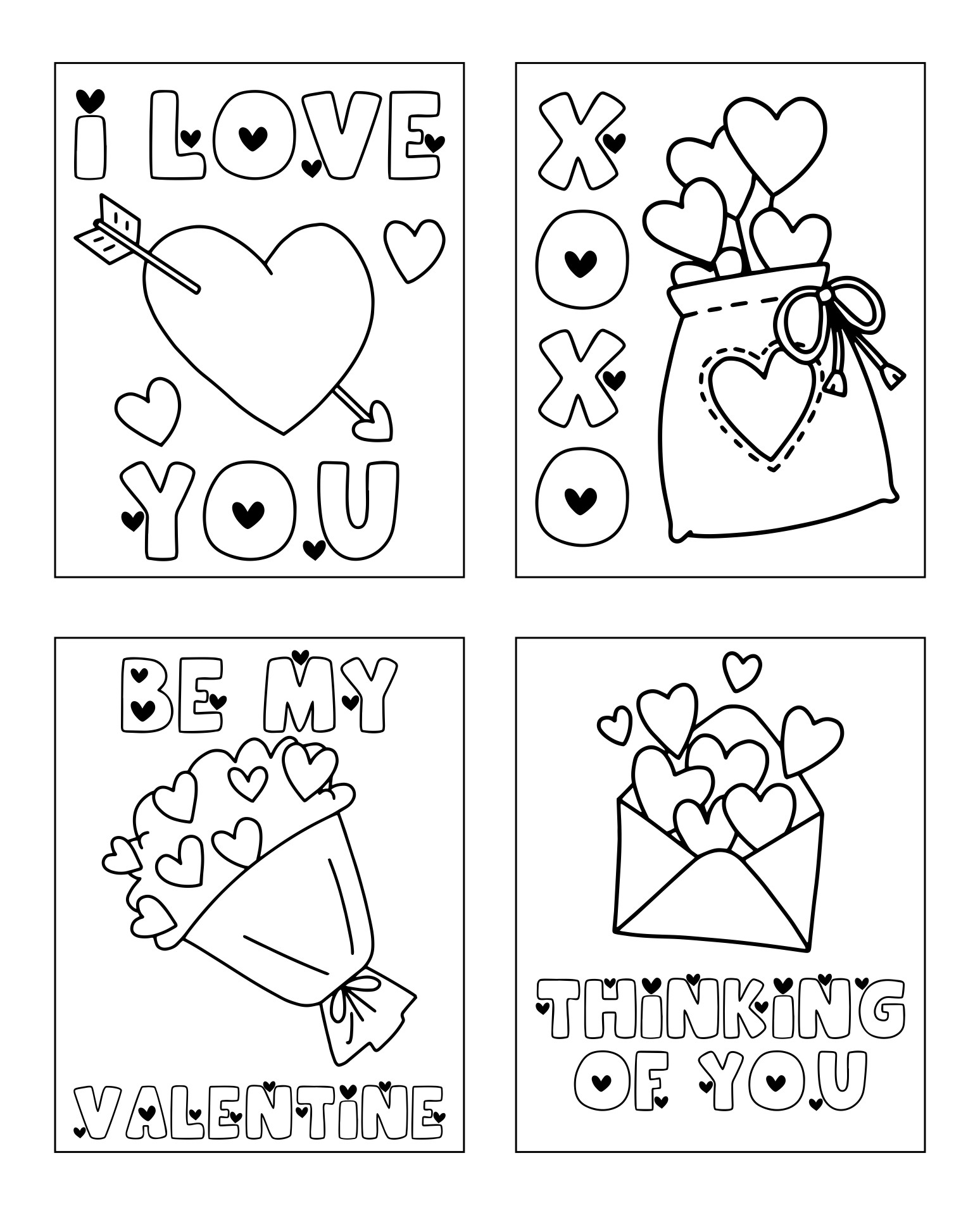 Printable Valentine Cards To Color For Adults