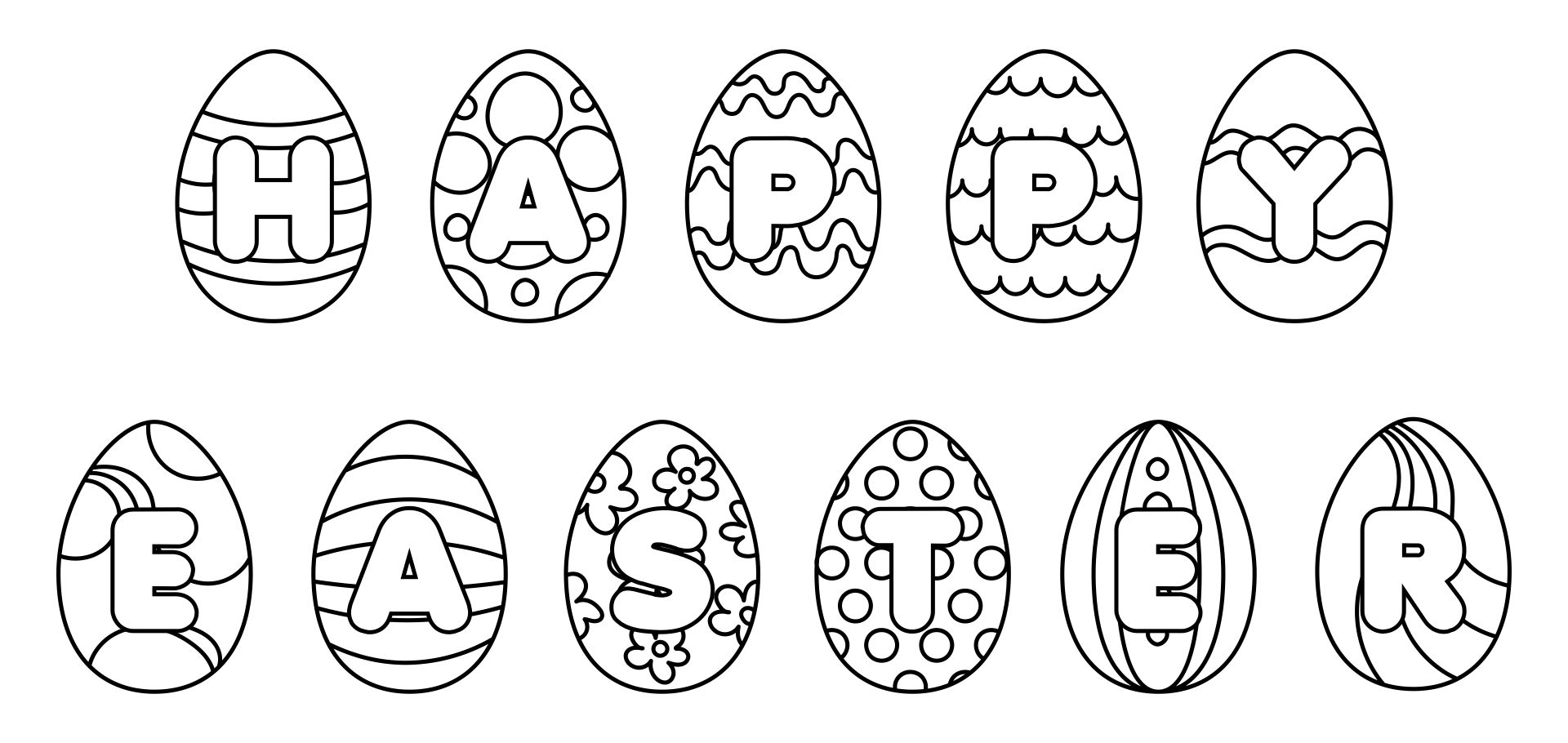 Spring Easter Banner Coloring Sheet