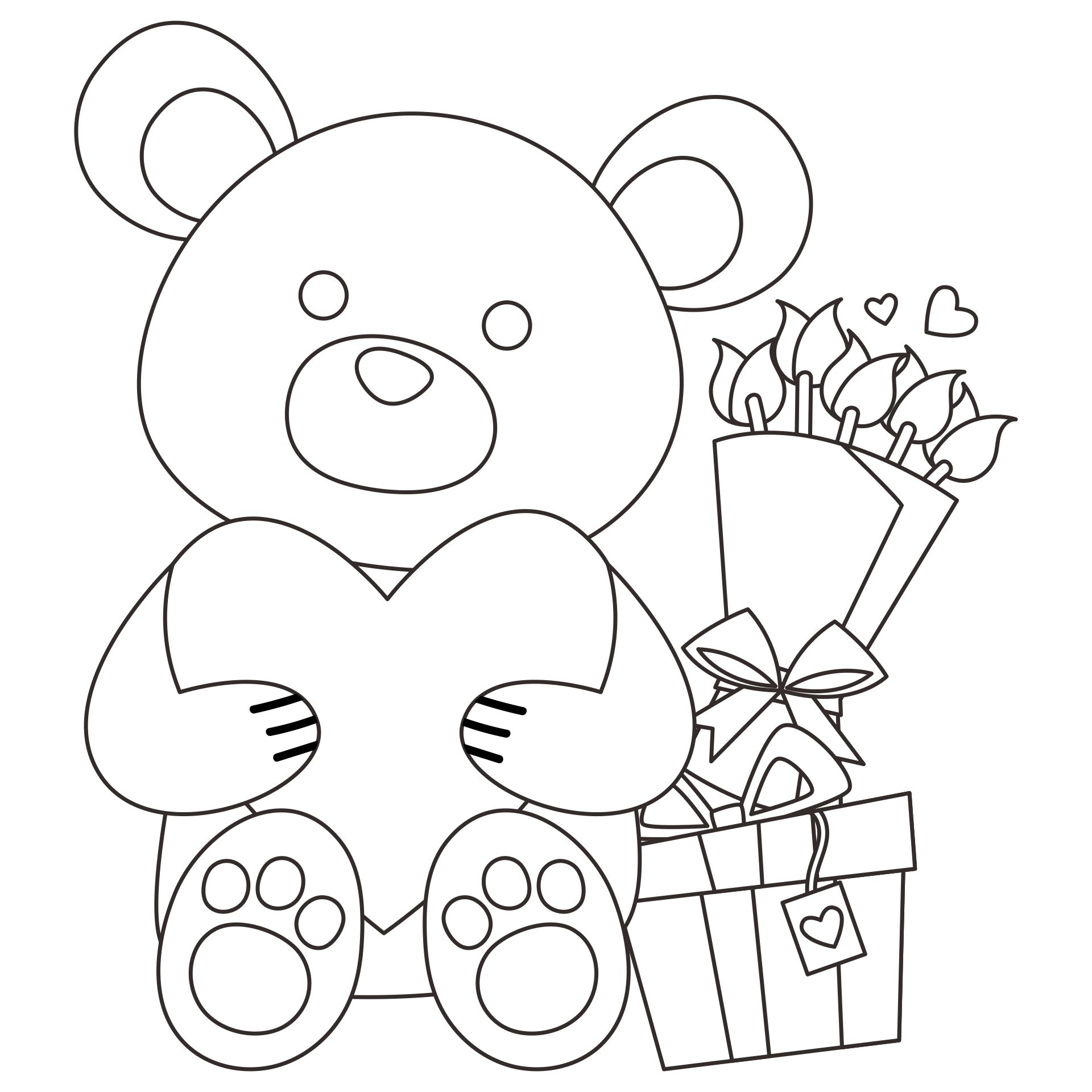 Teddy Bear Valentine Coloring Pages Printable