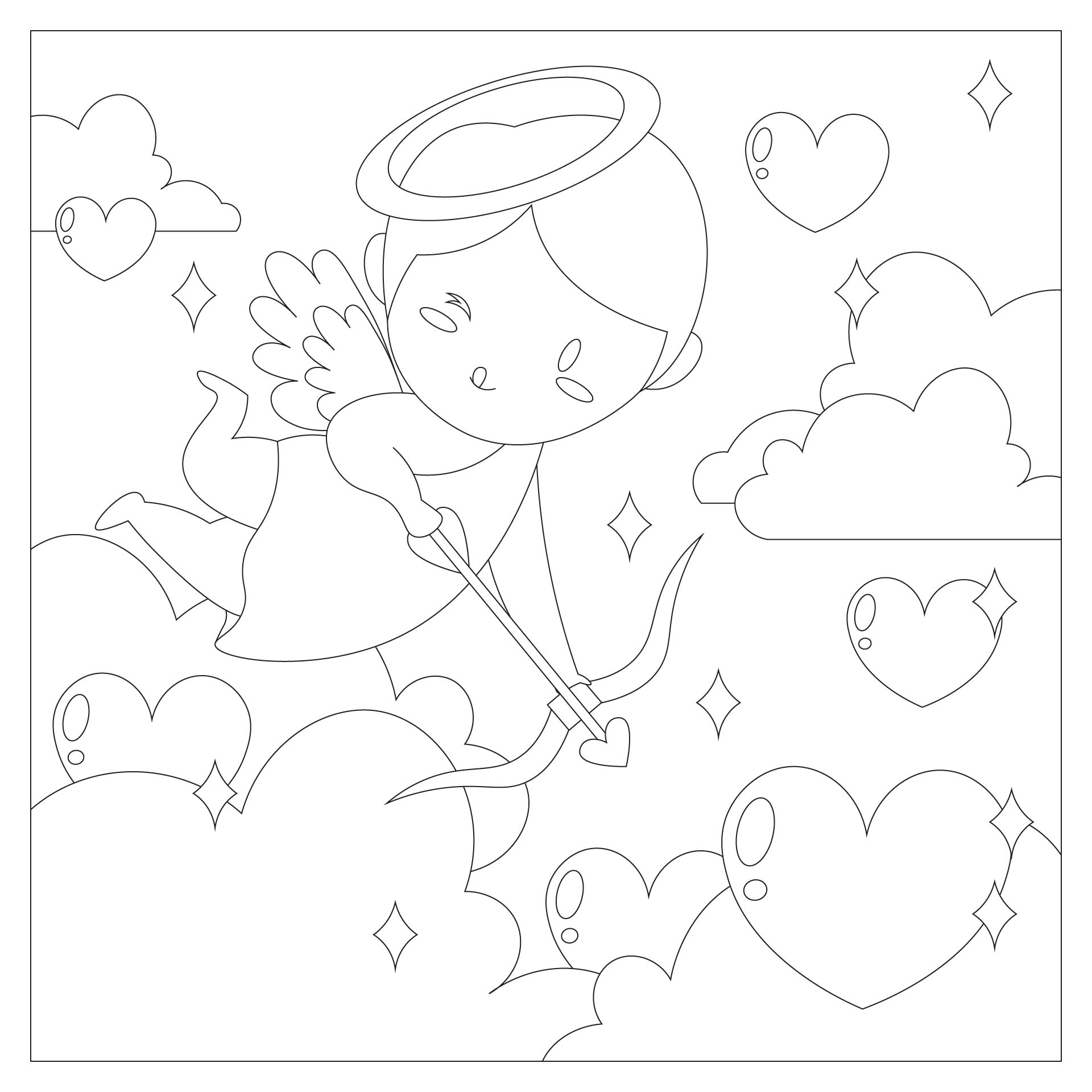 Valentines Cupid Coloring Pages Printable