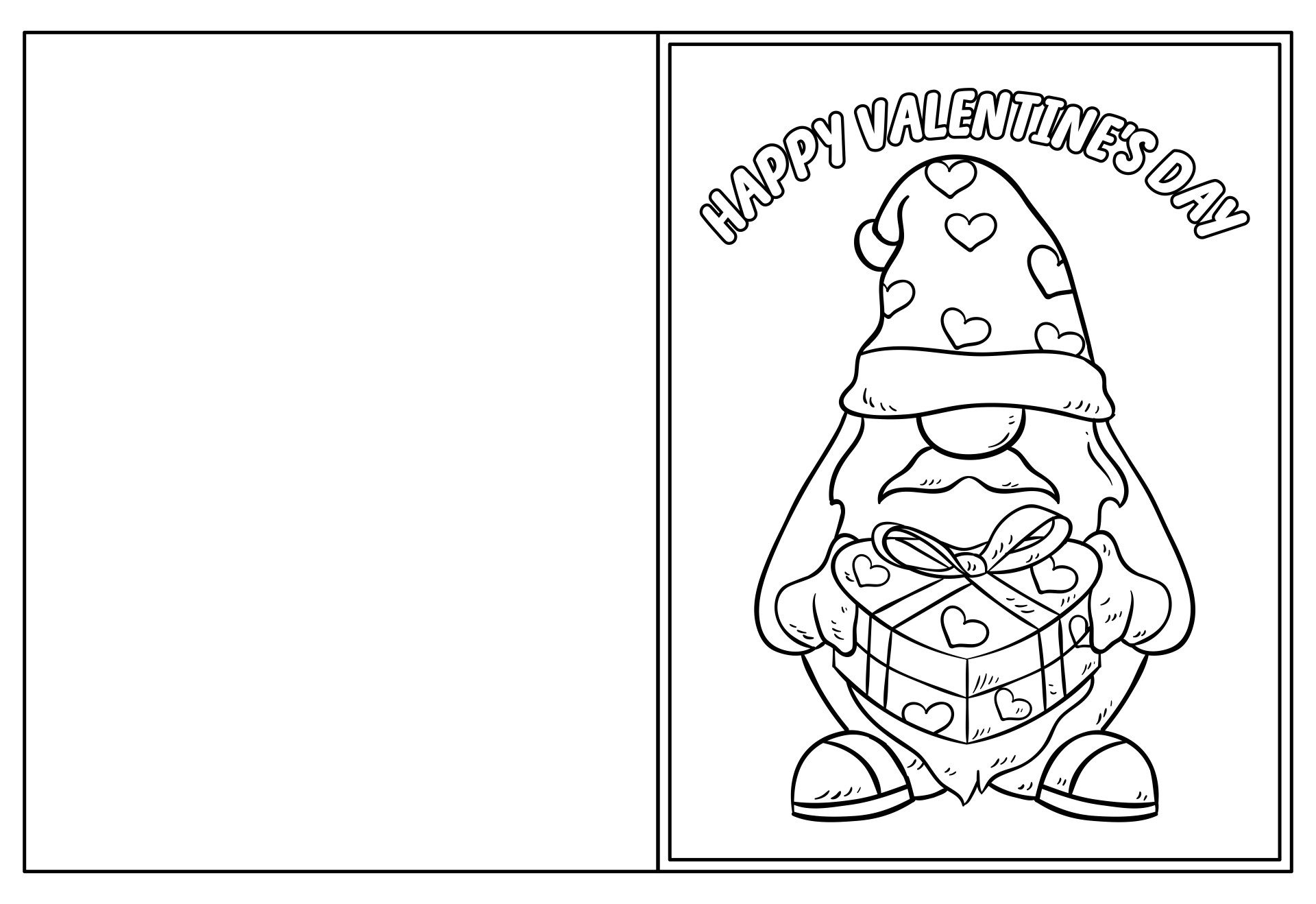 Valentines Day Coloring Pages Gnome Greeting Card