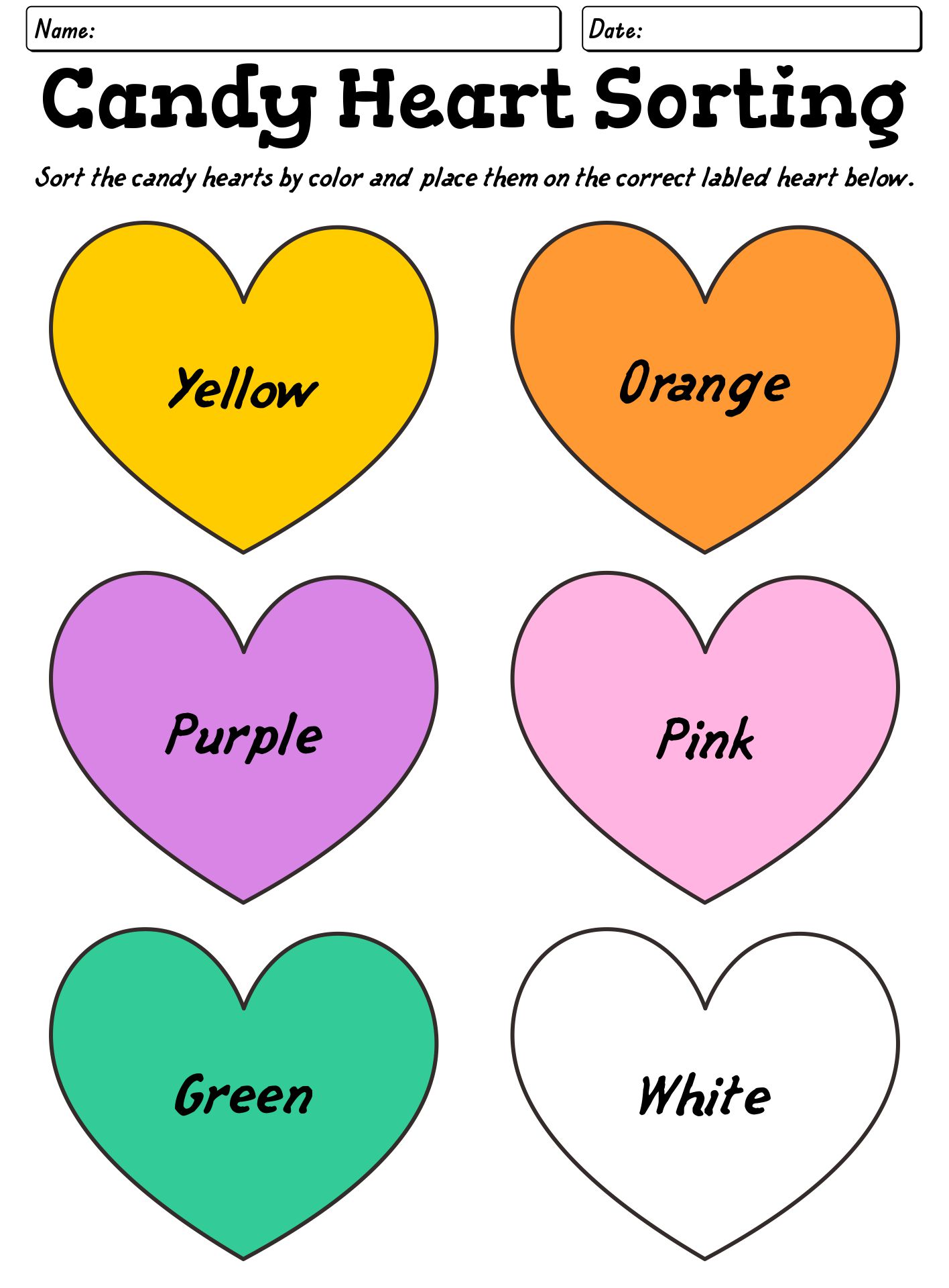 Valentines Day Math Sorting And Patterns Exercises