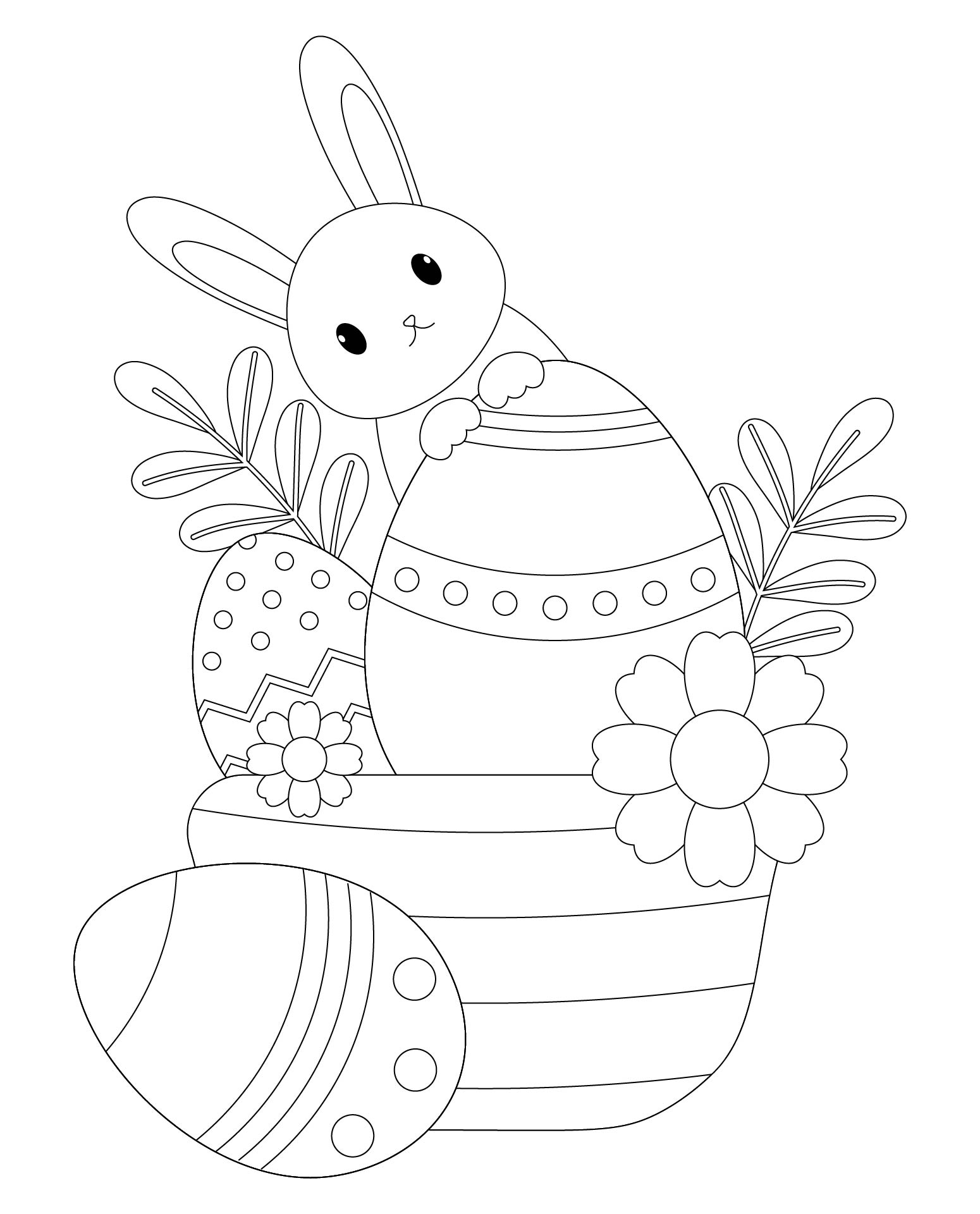 Easter Bunny Clip Art Colorable Printable