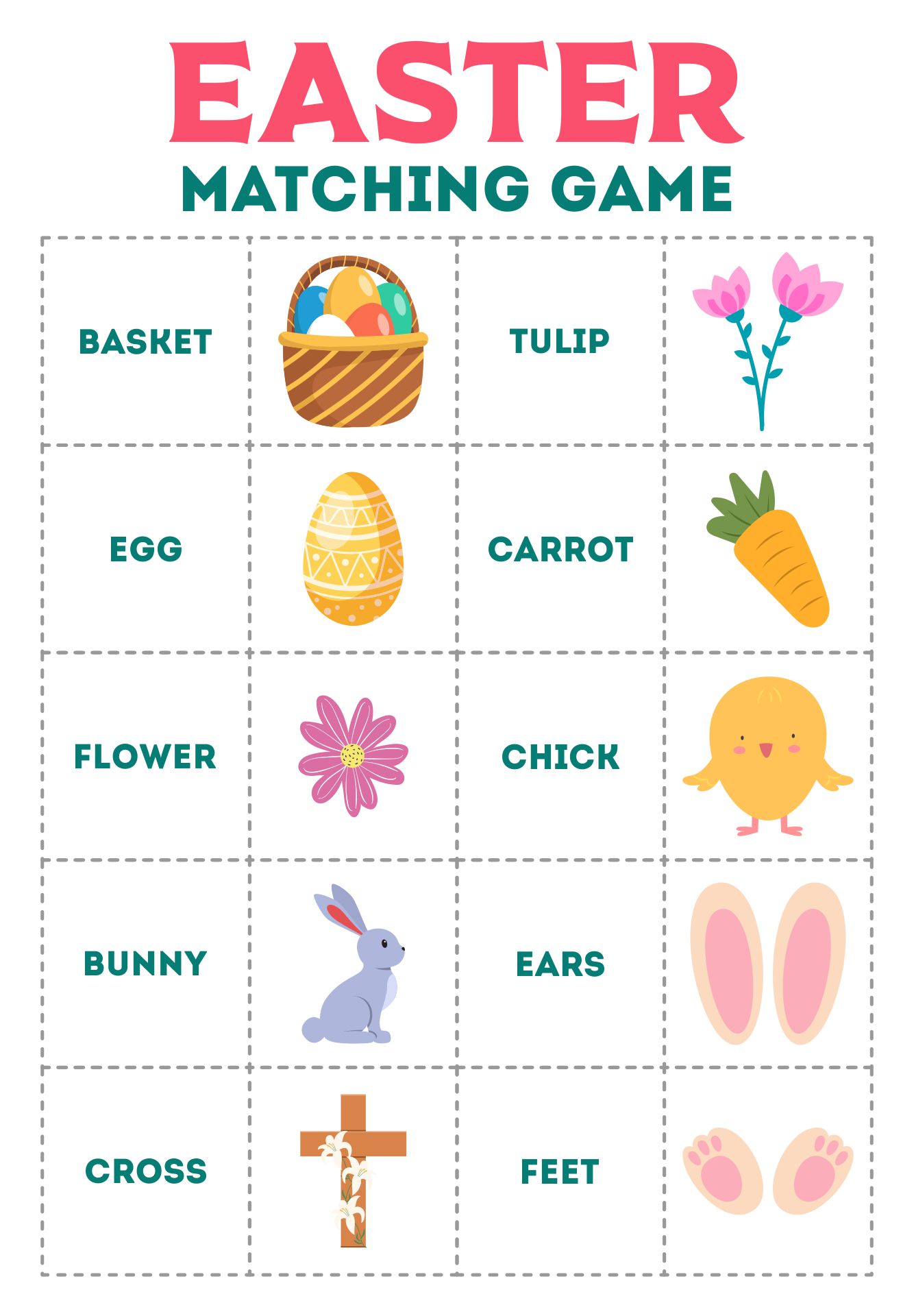 Easter Egg And Chick Matching Game Printables