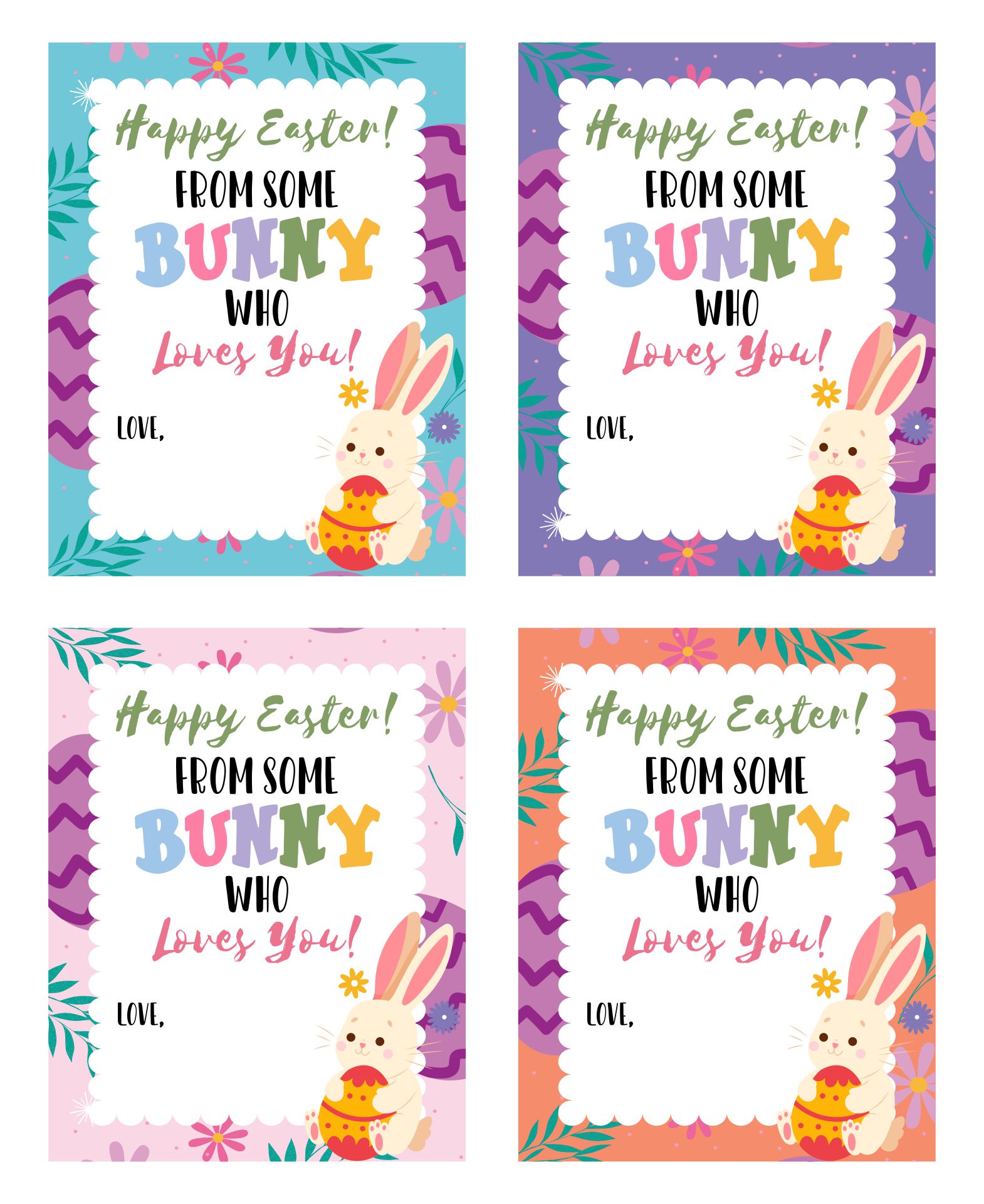 Printable Love The Easter Bunny Tags