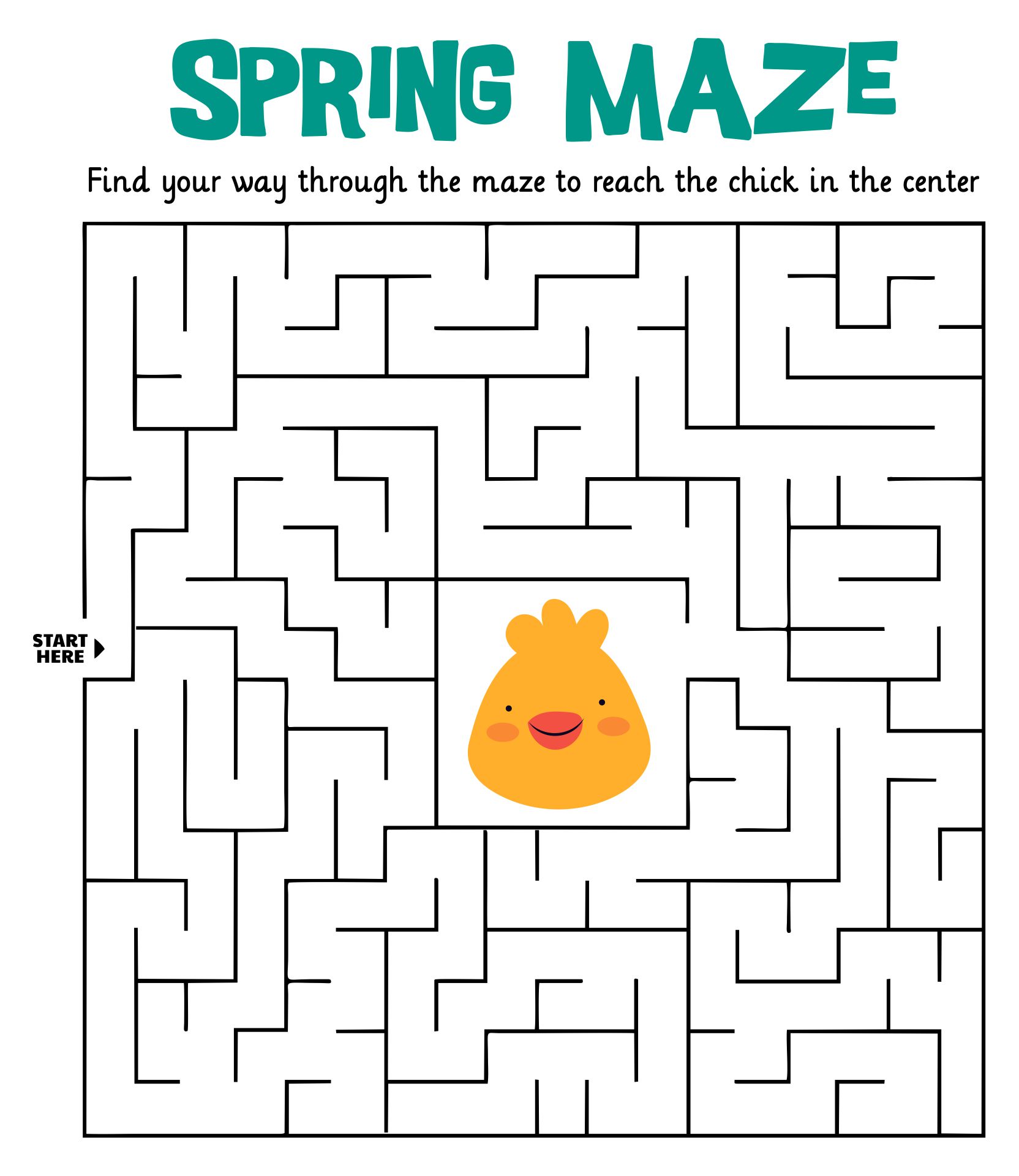 Springtime Chicks Maze Activities Printables