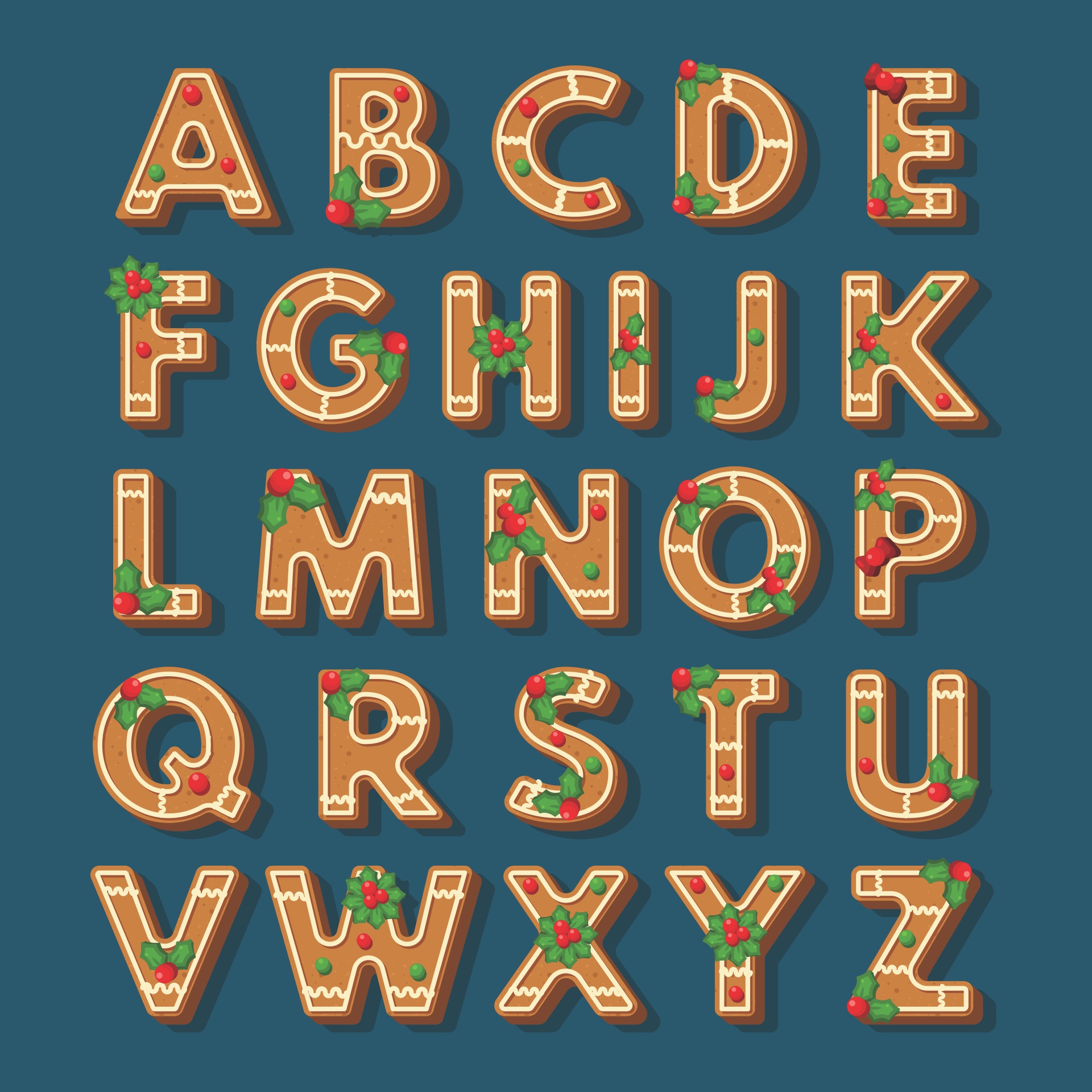 Alphabet Design Individual Christmas Alphabet Letters Printable Free