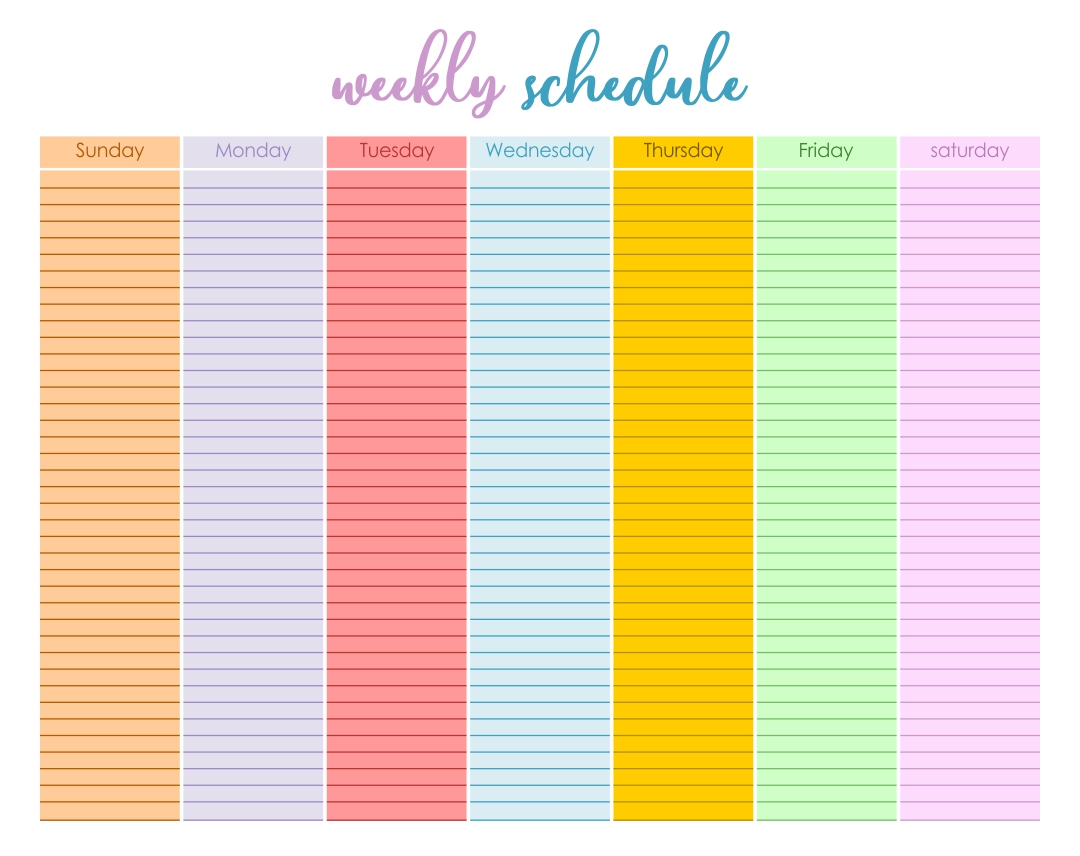 Weekly Schedule Template Free Printable Printable Templates Free