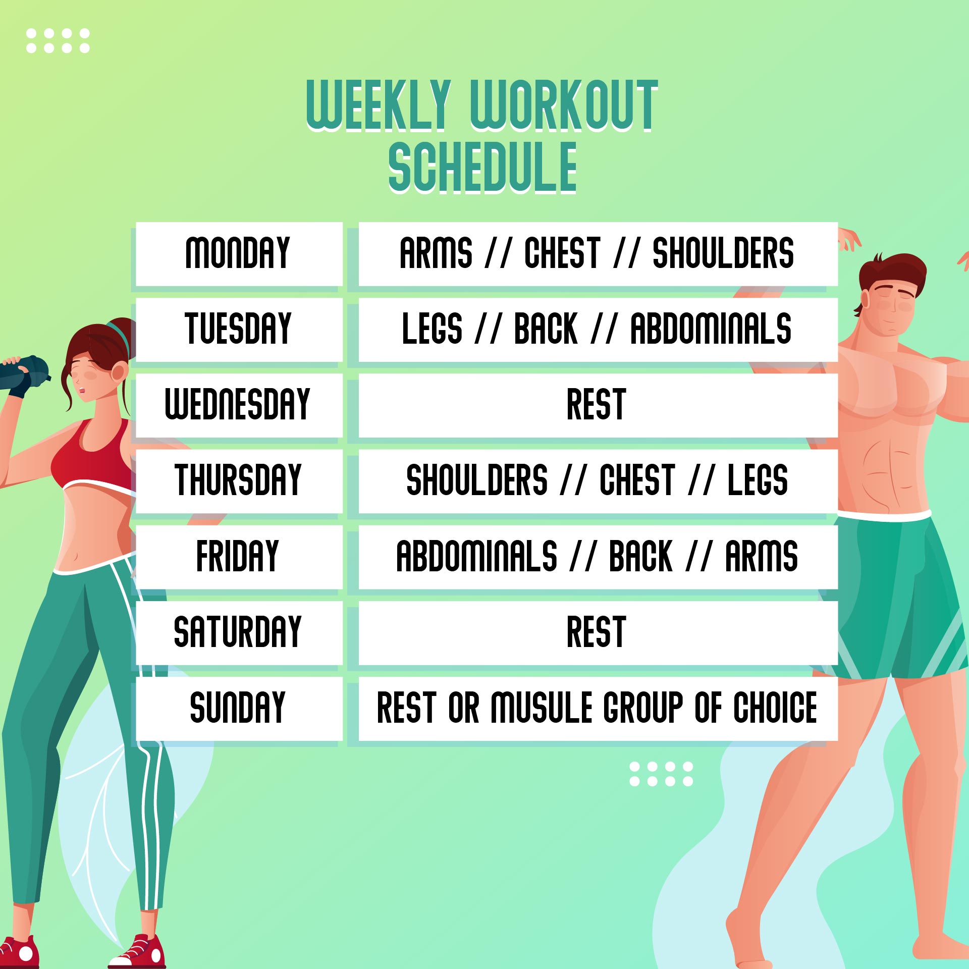 Workout Schedule Printable
