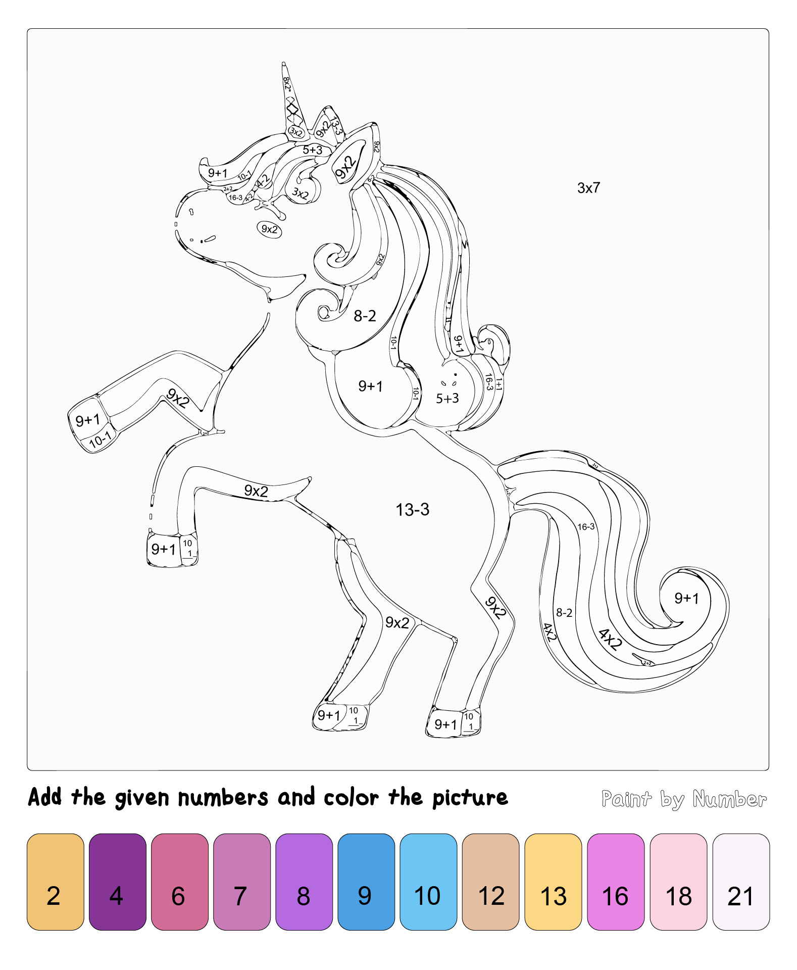 Printable Color By Number Math Worksheets