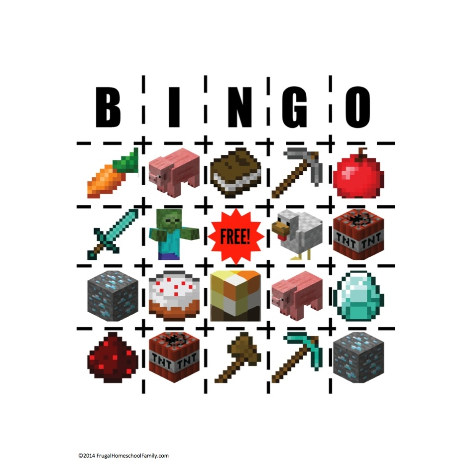 Printable Minecraft Bingo Game