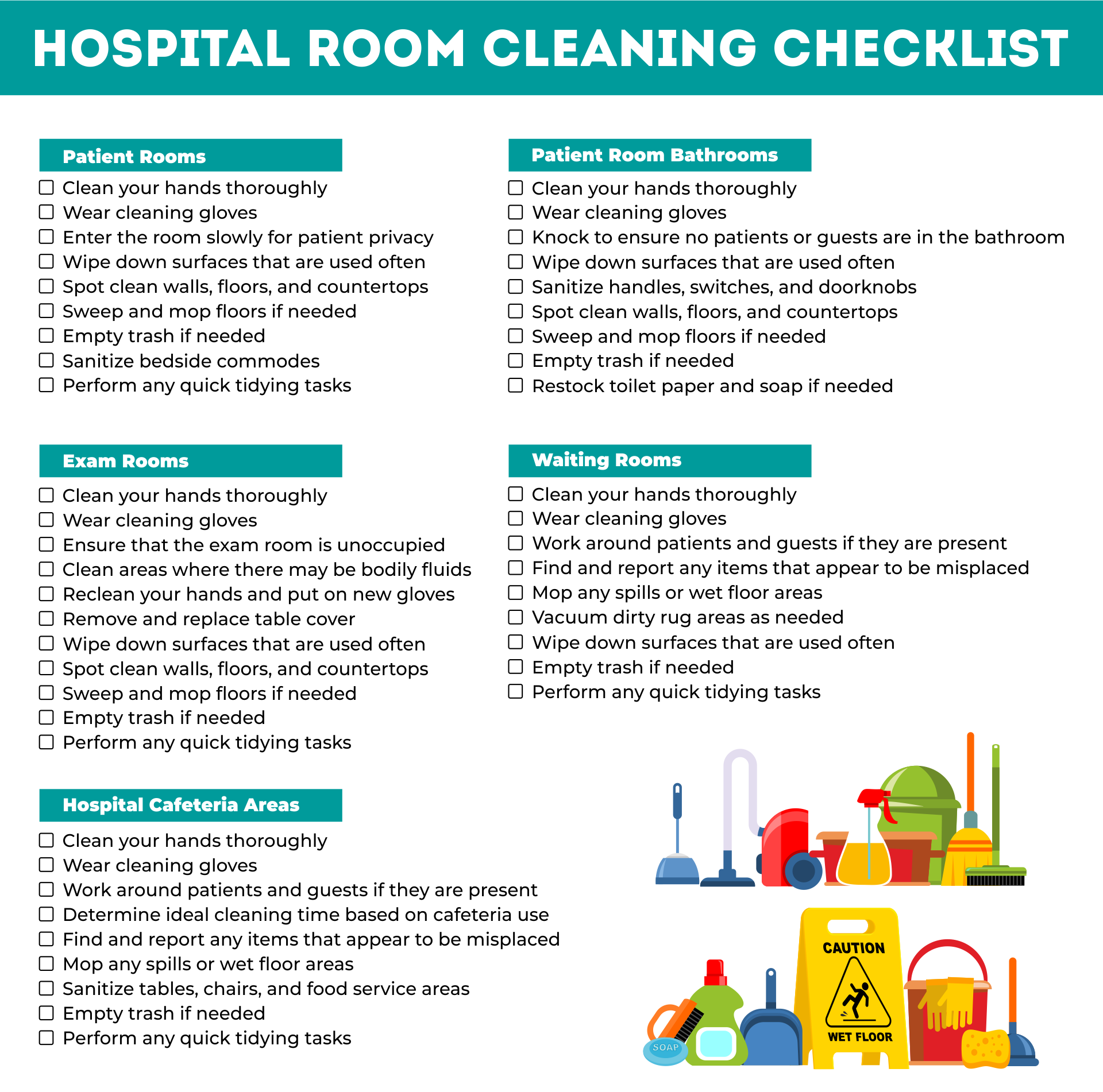 Hospital Room Cleaning Checklist 405167 