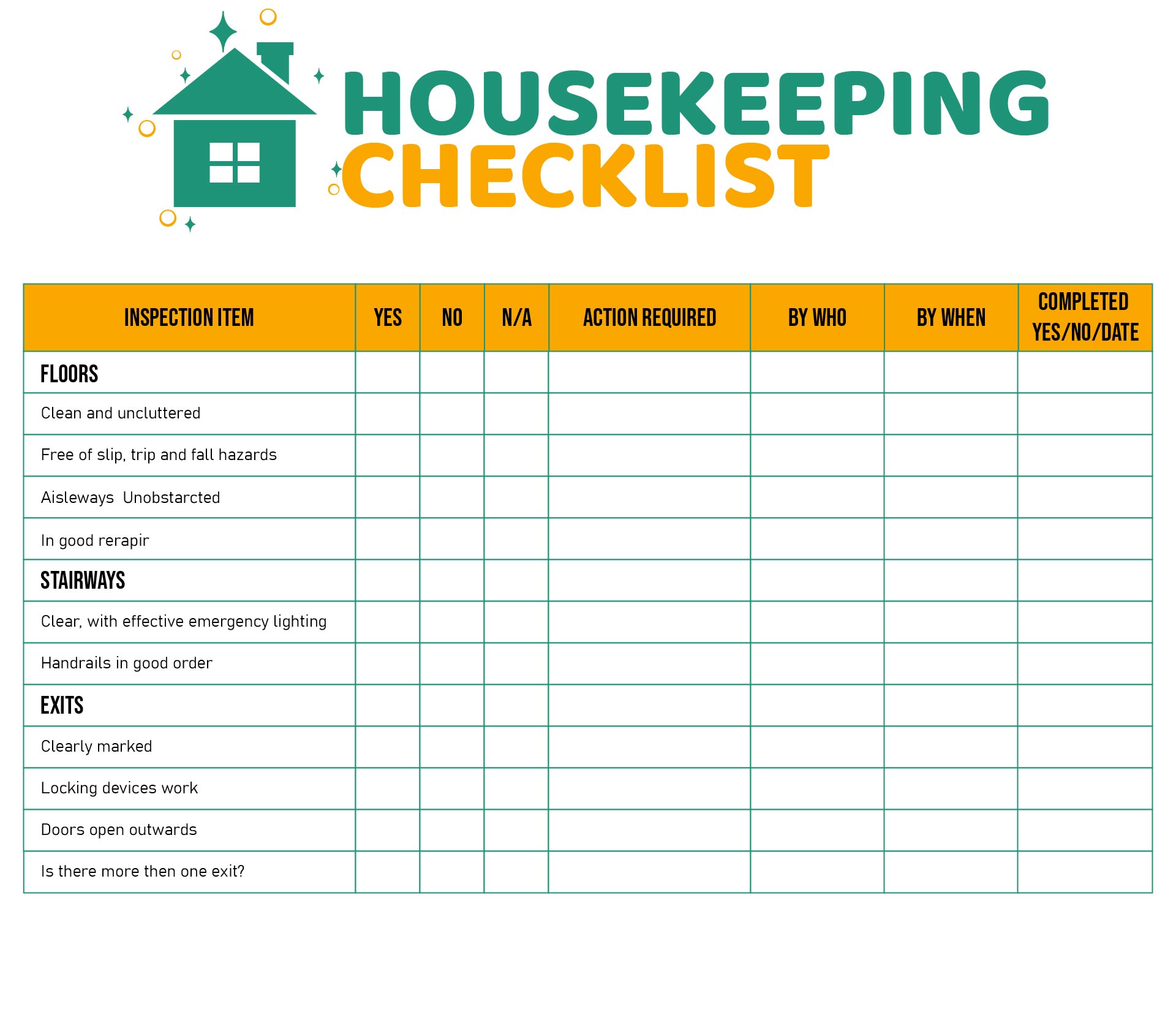 Hotel Cleaning Checklist Printable