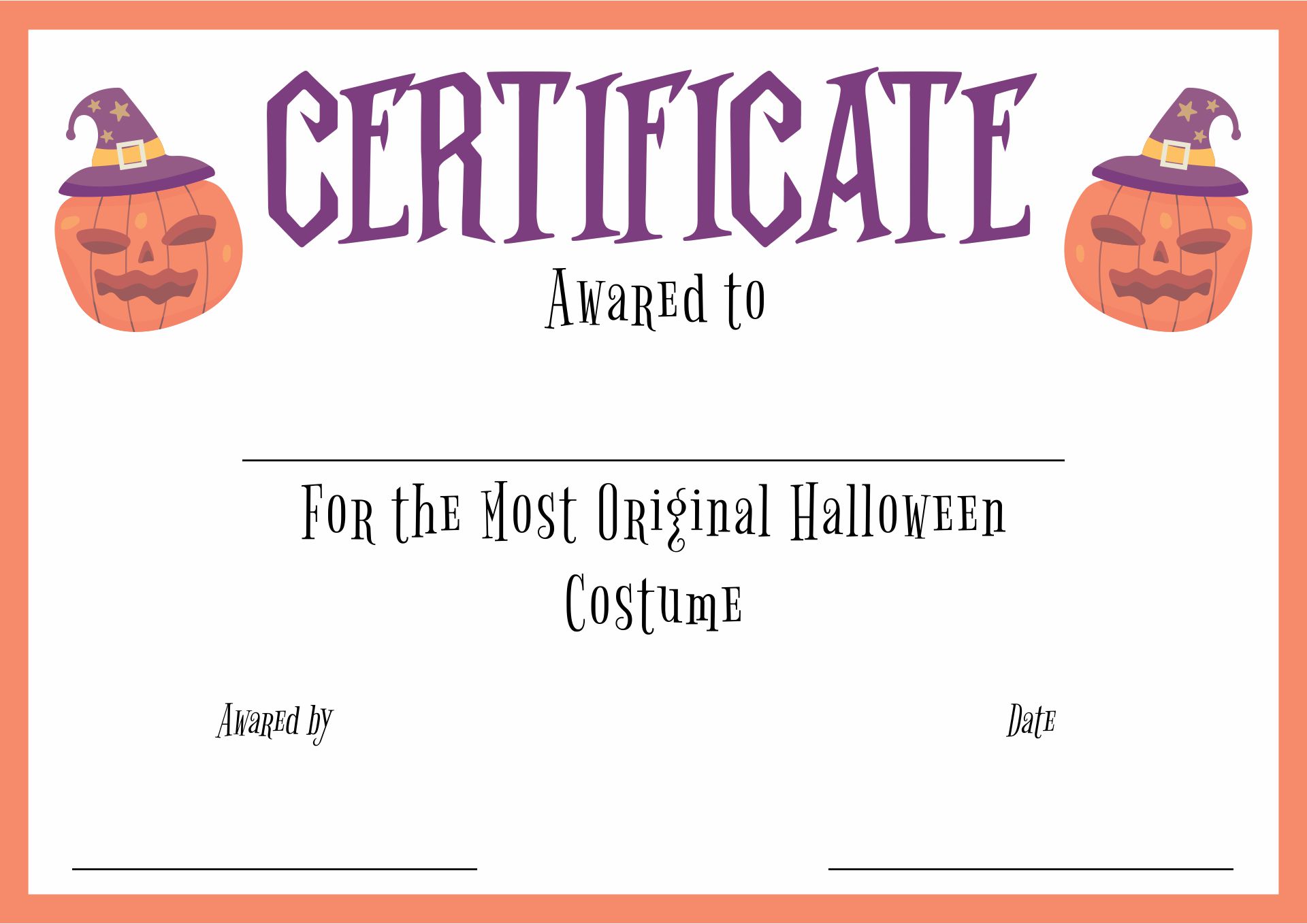 Halloween Certificates 15 Free PDF Printables Printablee