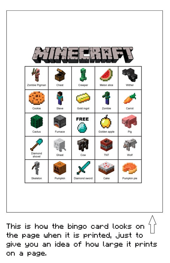 Printable Minecraft Bingo Game