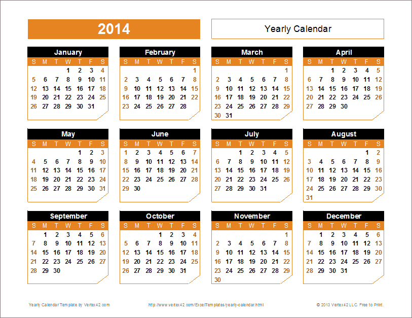 Calendar 2014 Printable with Weeks