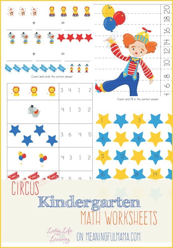 Kindergarten Circus Math Worksheets