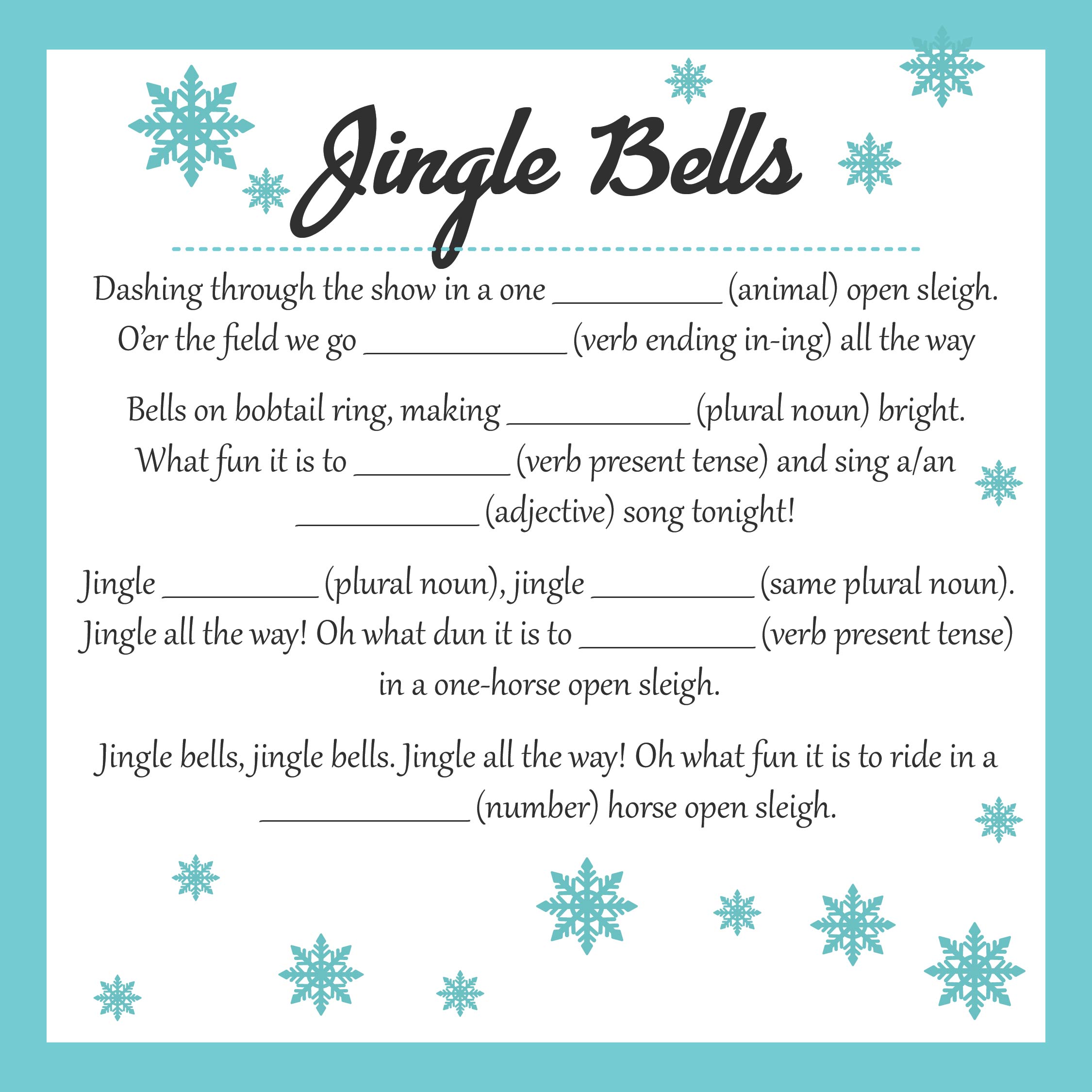 Free Printable Mad Libs Christmas