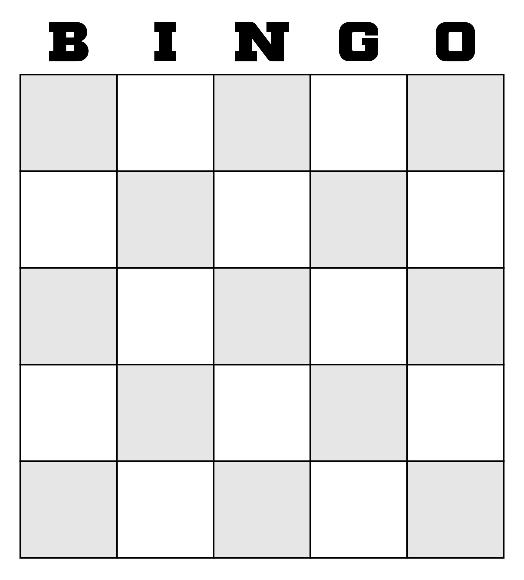 blank 5x5 bingo cards template