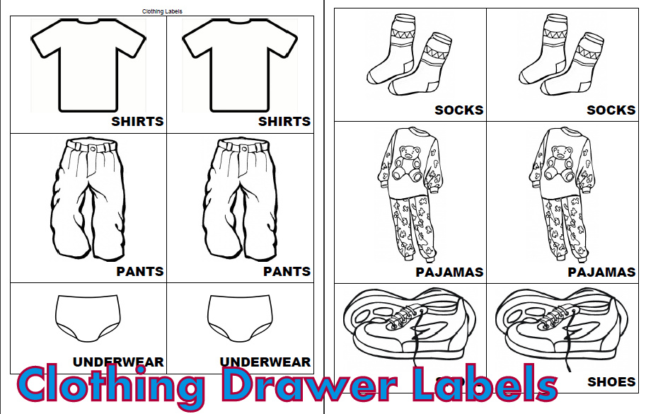 Printable Clothing Drawer Labels