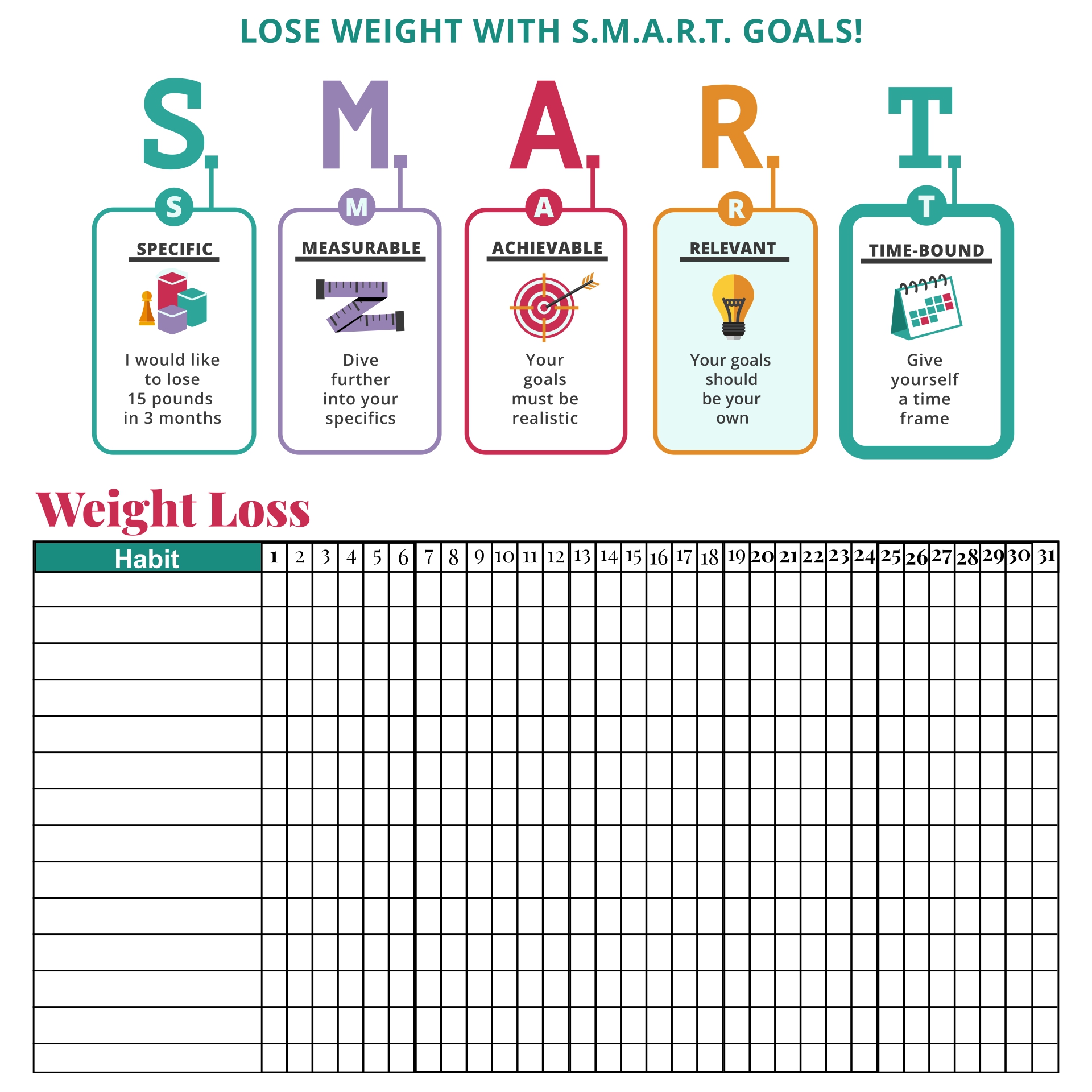 weight loss tracker templates