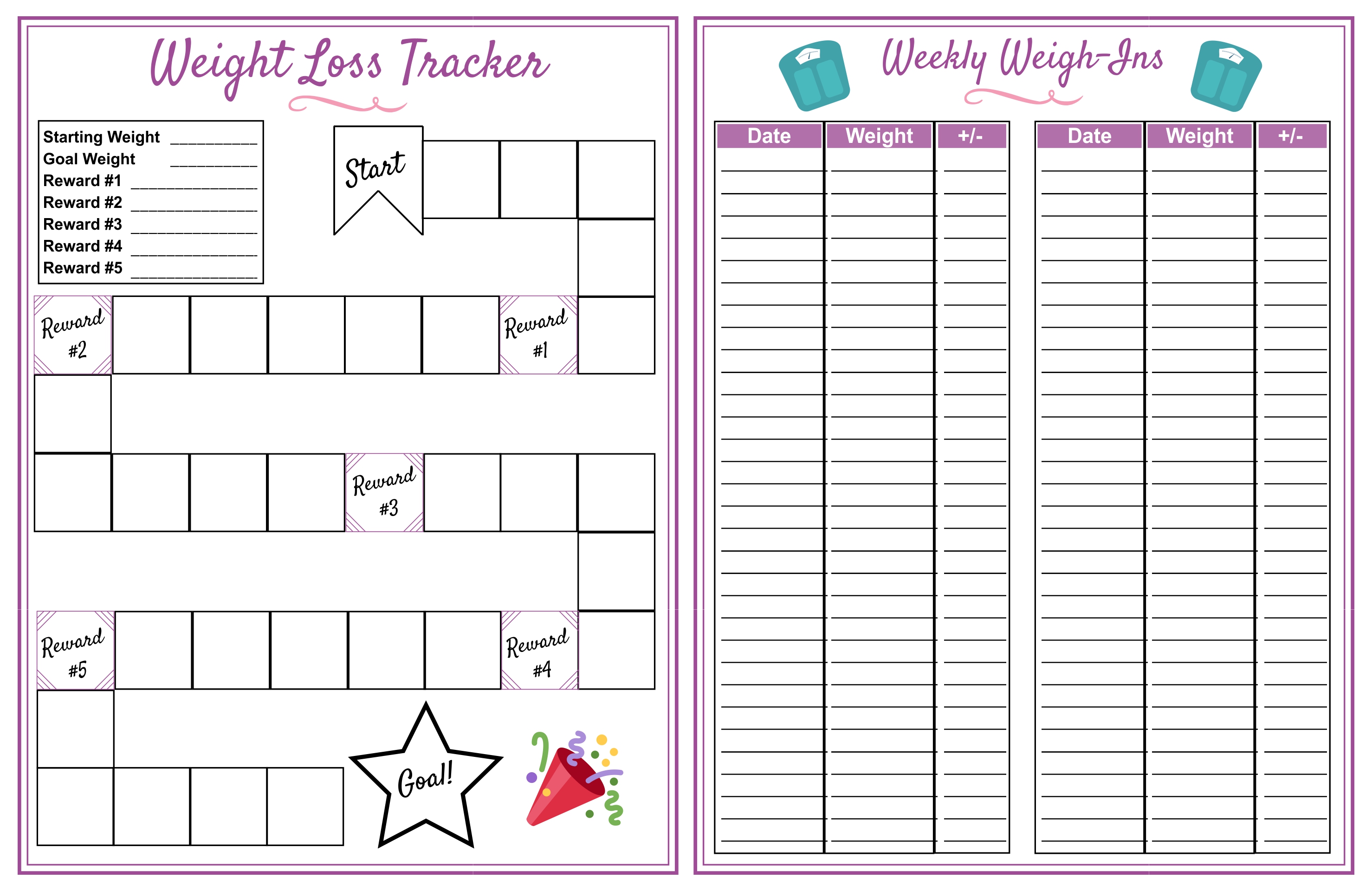 body fat and weight tracker template