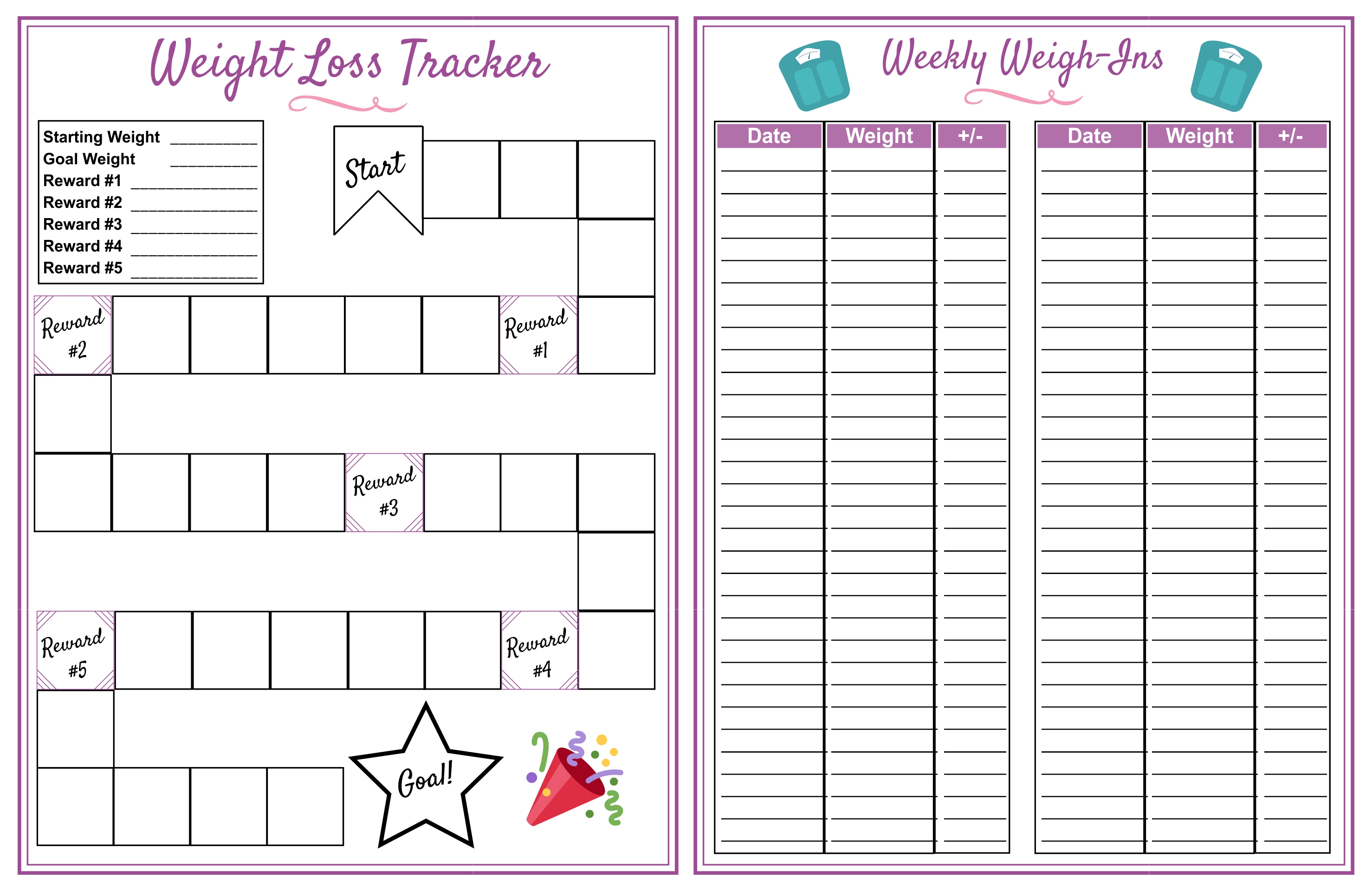 7 Best Week Chart Printable Weight Loss Printableecom Free Printable 