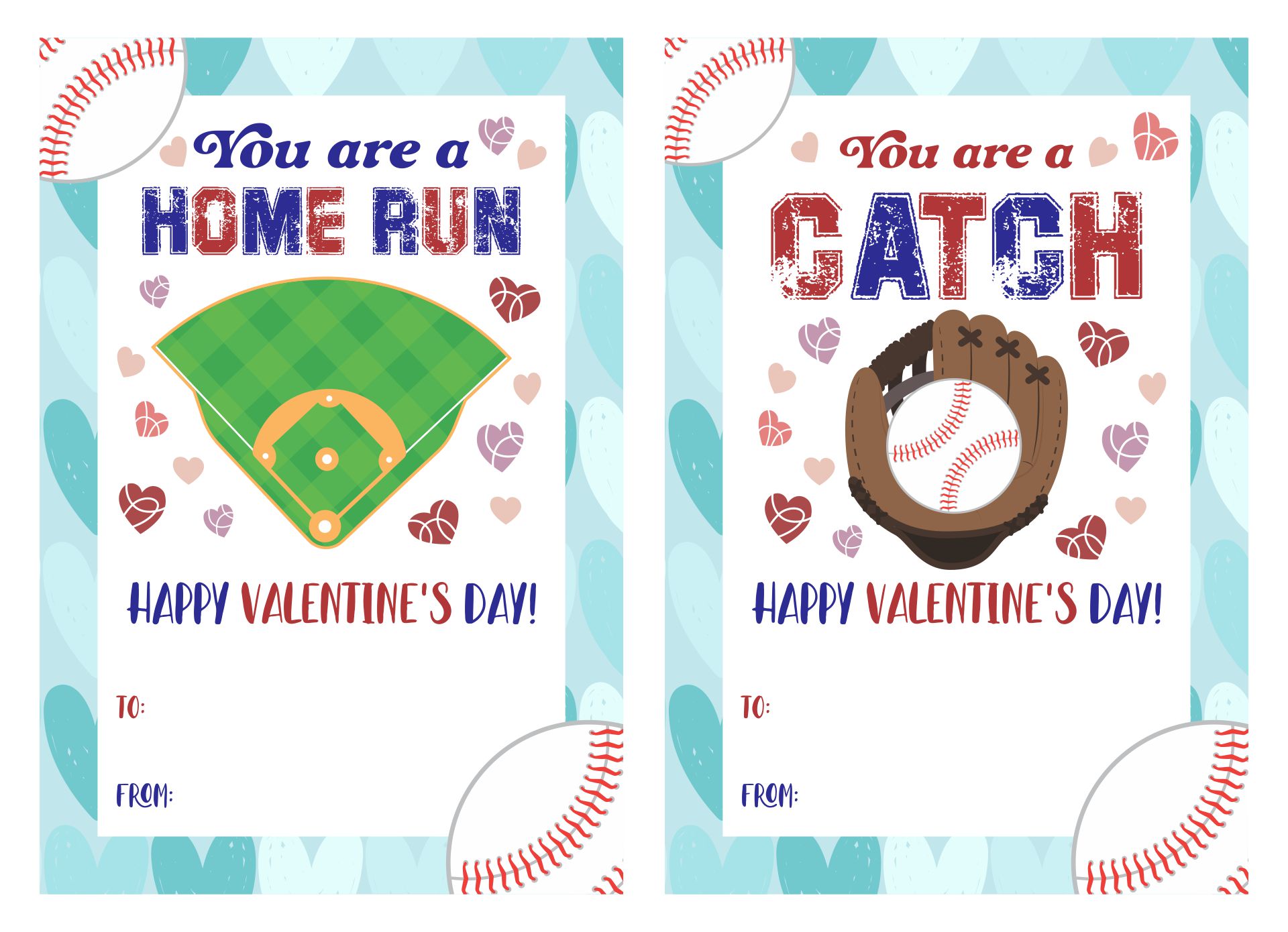 Valentine Cards Baseball 6 Free PDF Printables Printablee