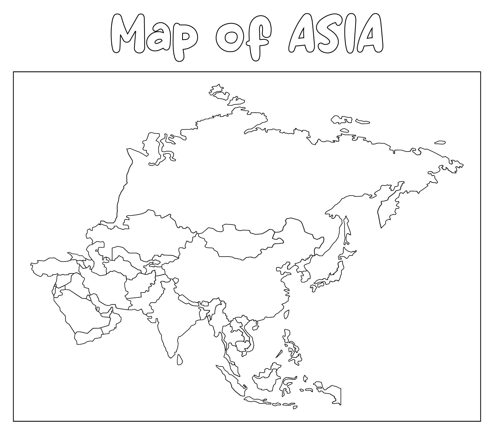 6 Best Images of Black And White Printable Map Of Asia - Black and ...
