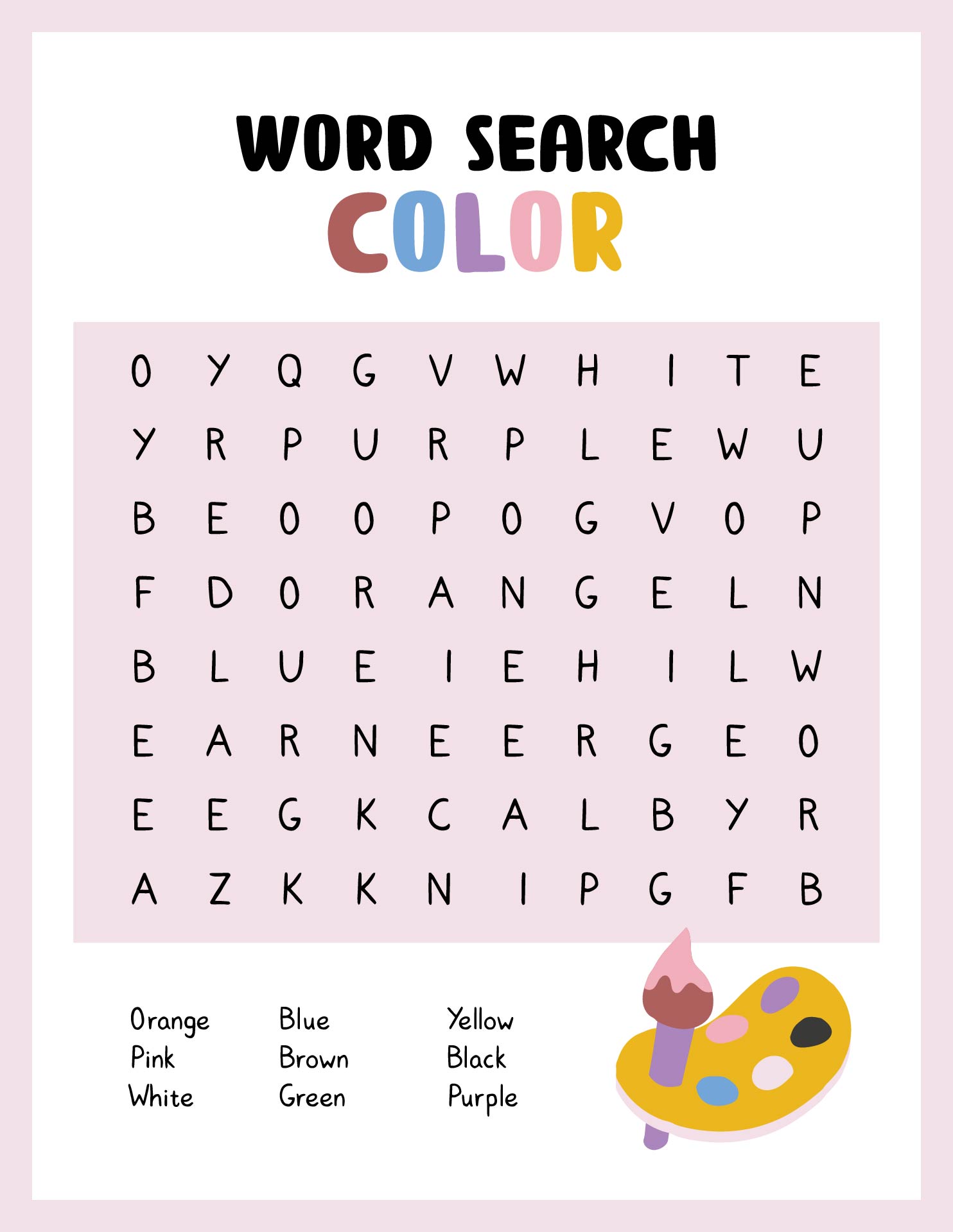 1st Grade Word Search Puzzles Printable