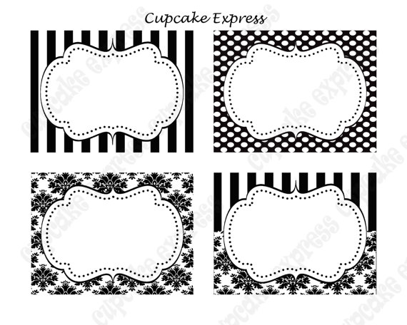 Printable Black and White Polka Dot Labels