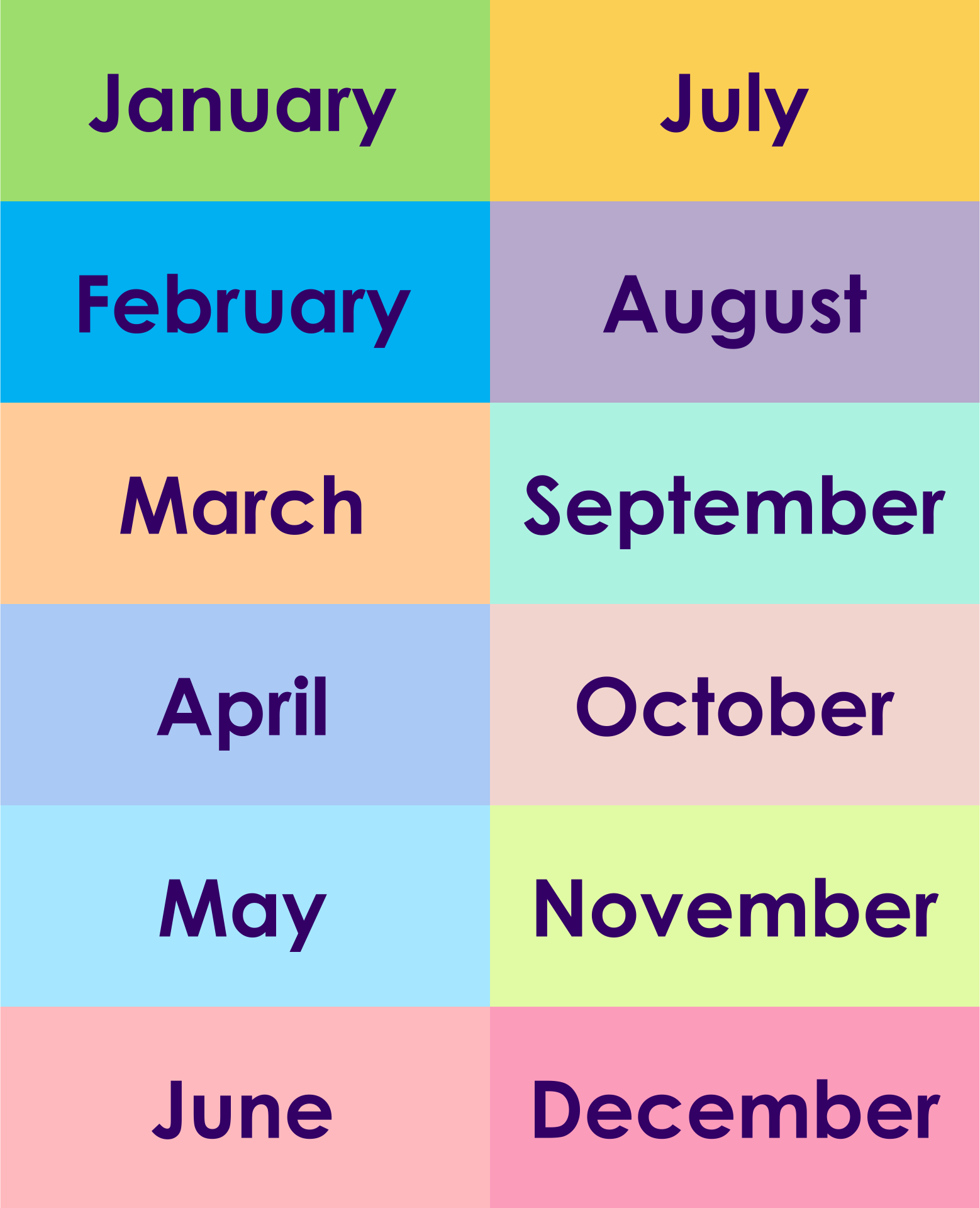 6 Best Printable Months Of The Year Chart Printablee