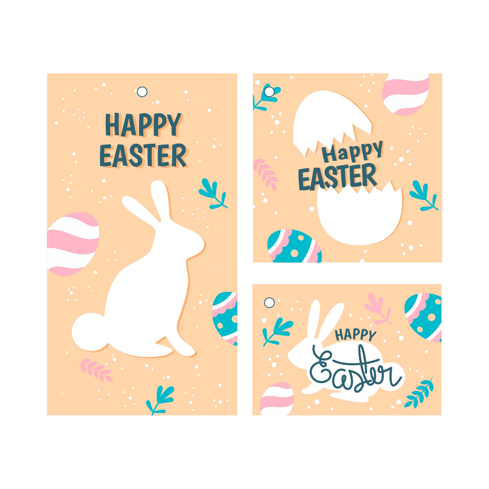 Purple Bunny Easter  Tags