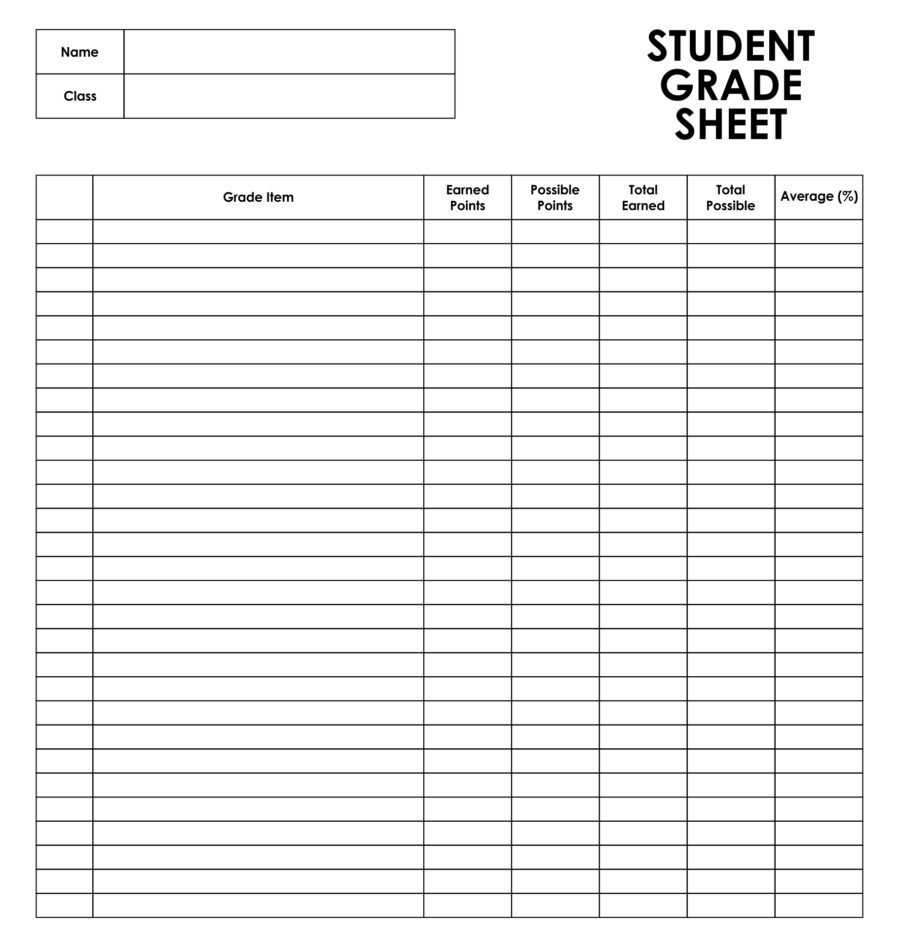 10 Best Printable Grade Sheets For Teachers For Free At Printablee