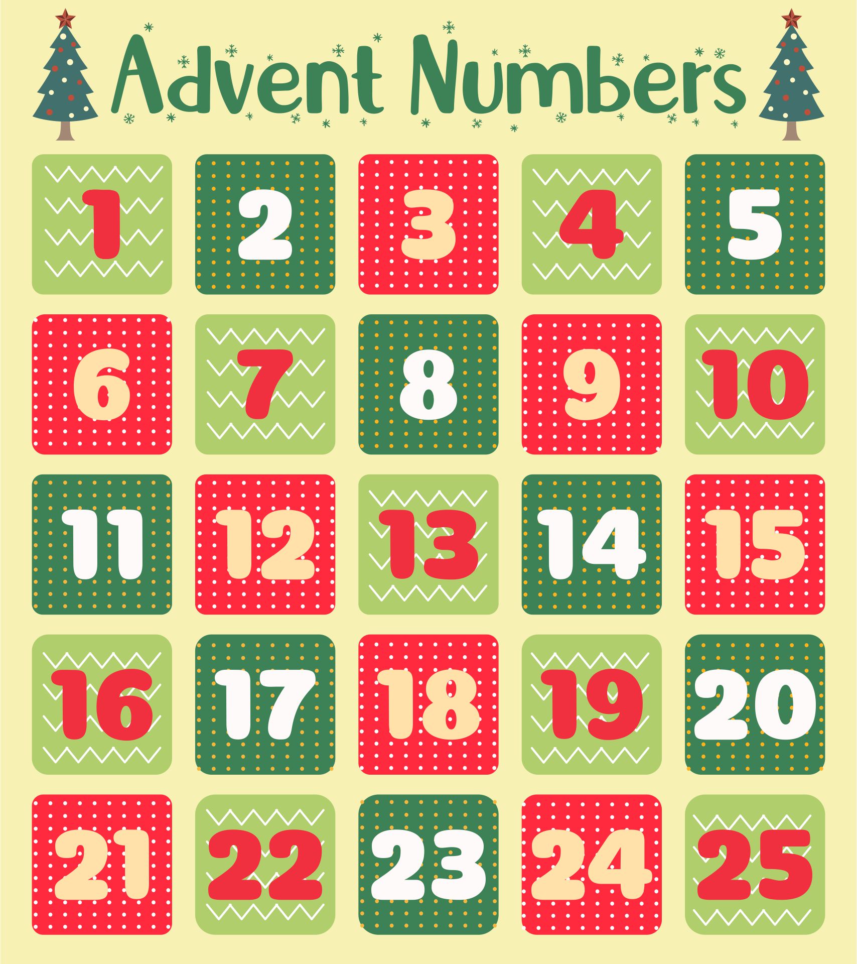 Free Advent Calendar Numbers Printable Pdf