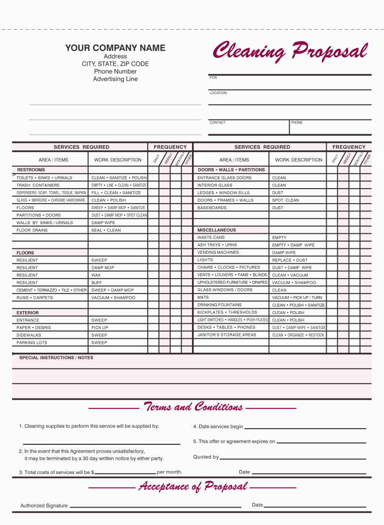 Printable Cleaning Business Forms