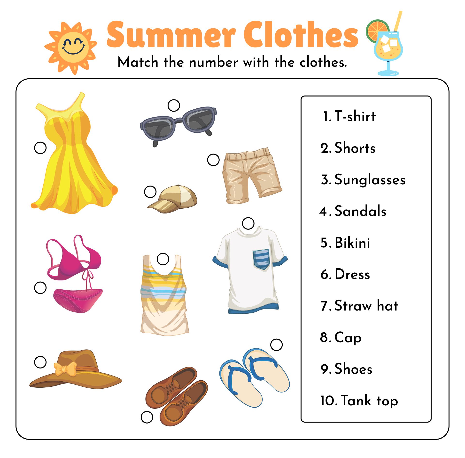 Preschool Printables Summer Clothes