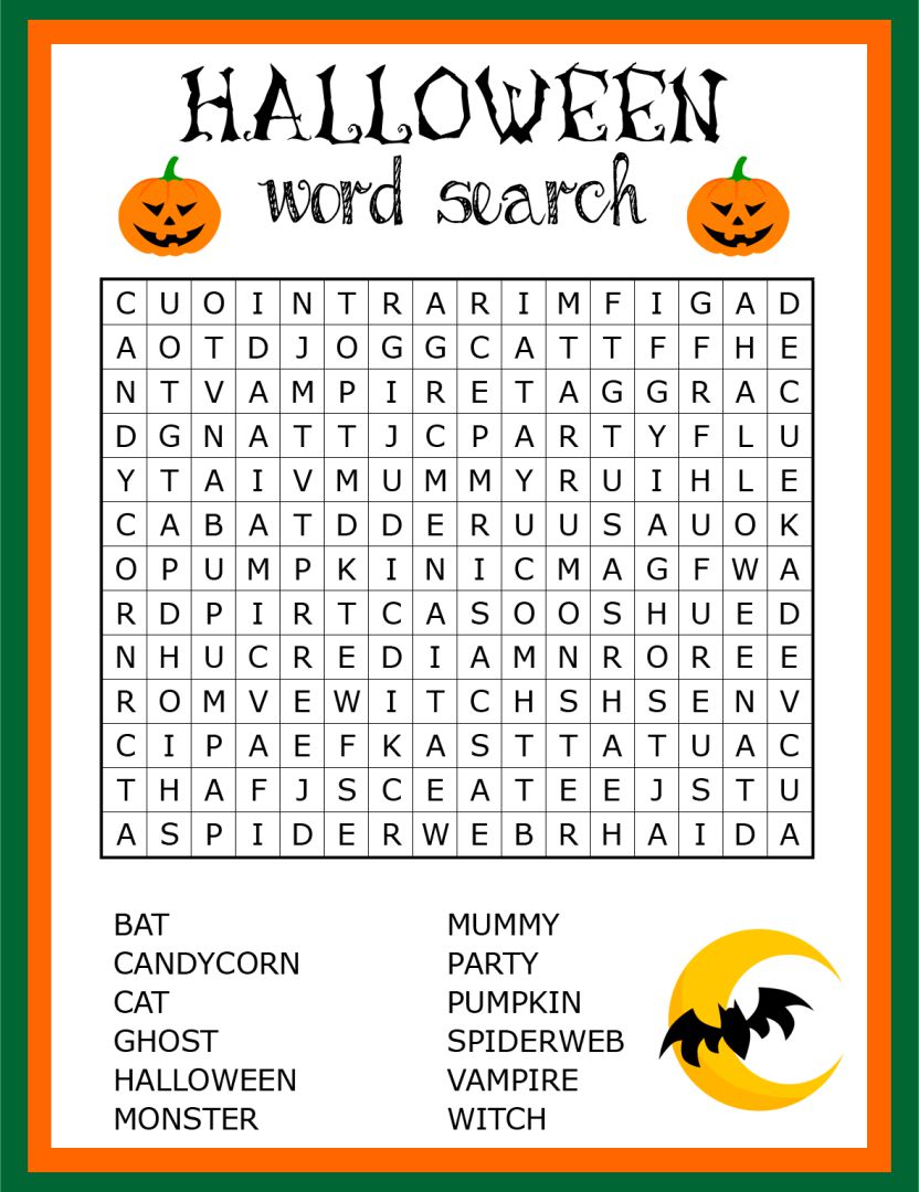 15 Best Printable Halloween Word Search Worksheets Printablee