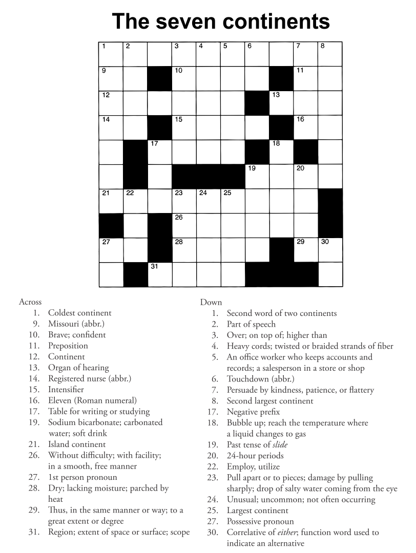 Printable Crosswords For Adults