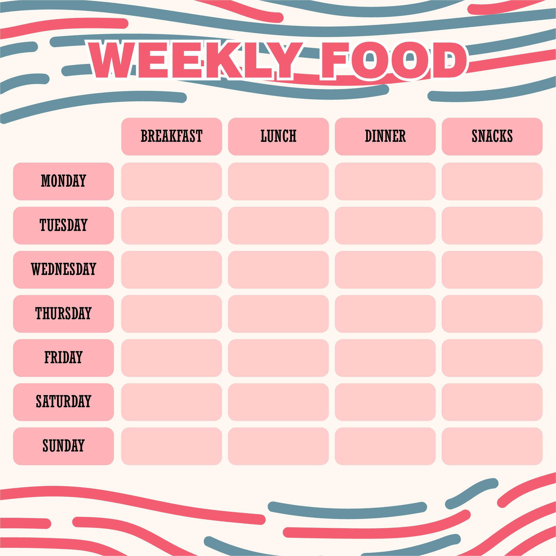 Free Weekly Food Diary Printable
