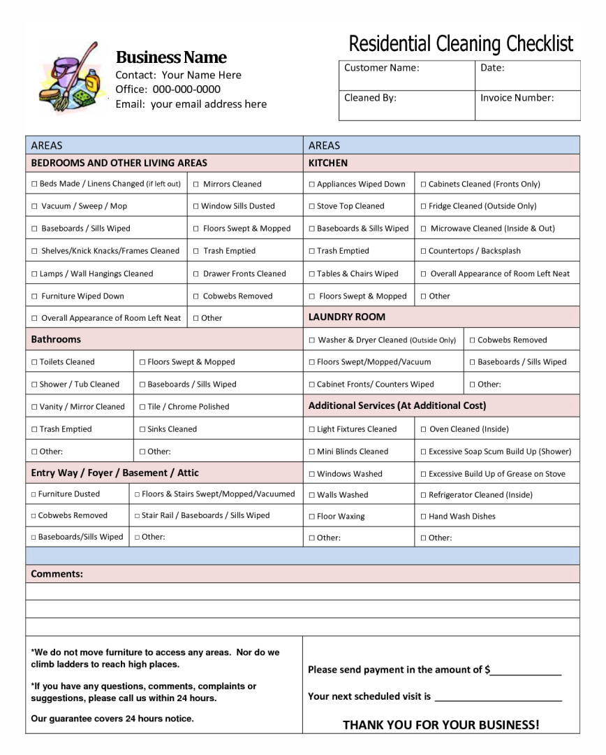 11 Best Free Printable Cleaning Business Forms