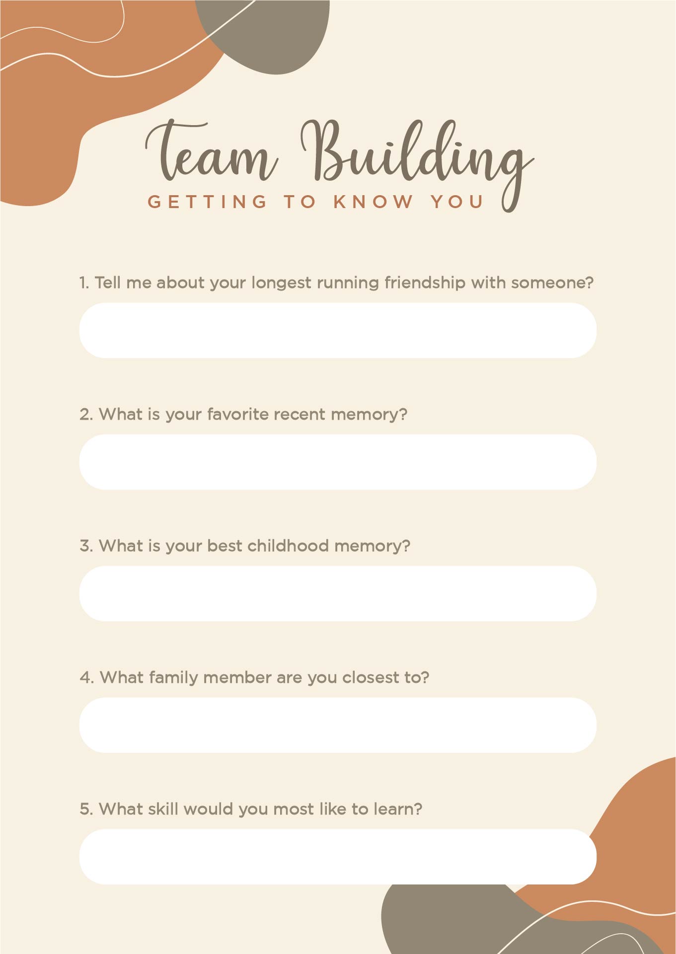 Get To Know Your Team Questions