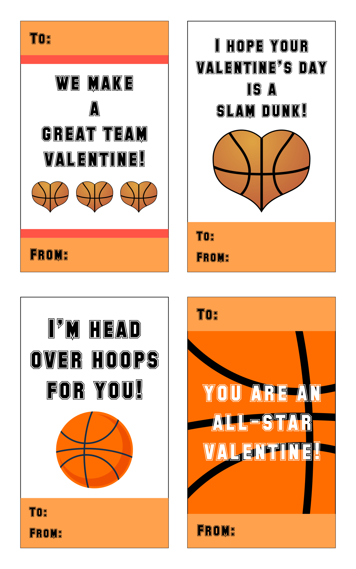 Basketball Valentine Printables
