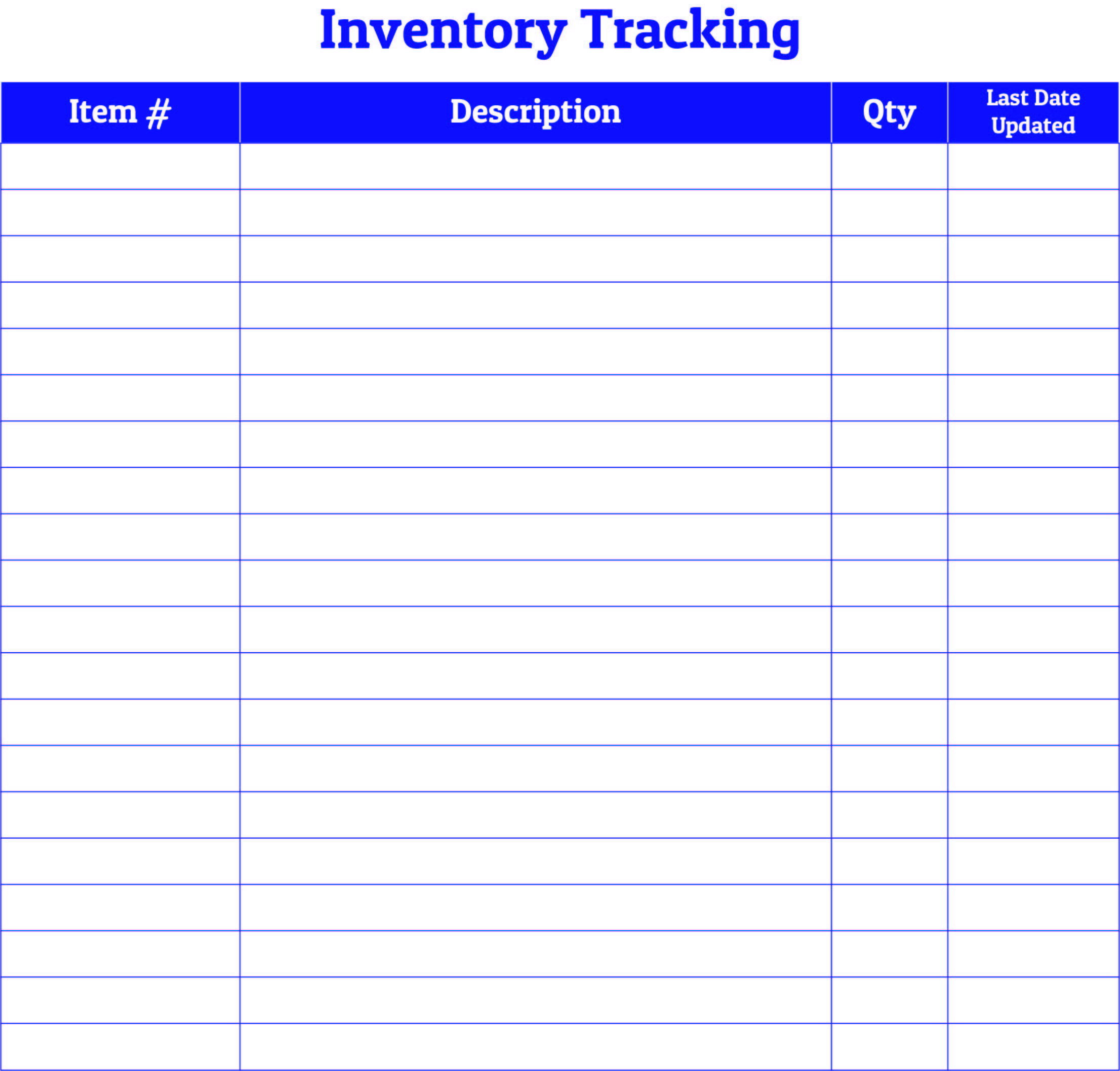 Free Blank Inventory Sheet Printable Printable Form, Templates and Letter