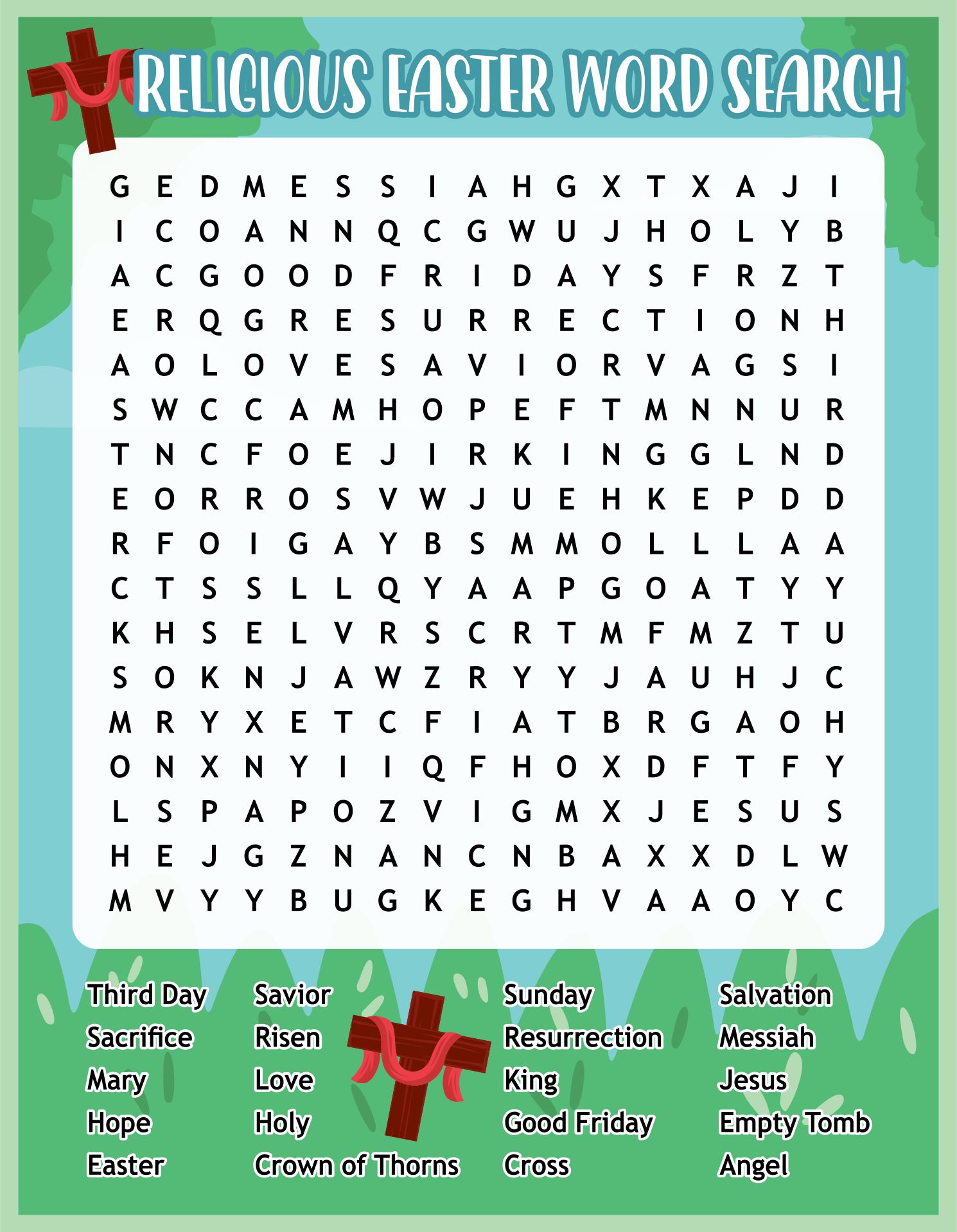 Christian Easter Word Search Printable