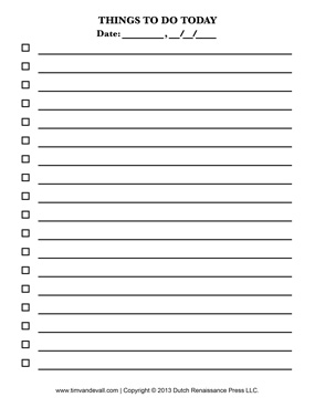 Blank Printable to Do List Template