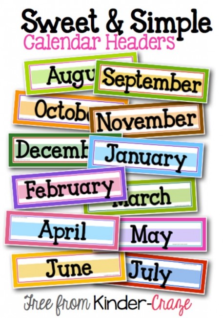 Printable Calendar Headers